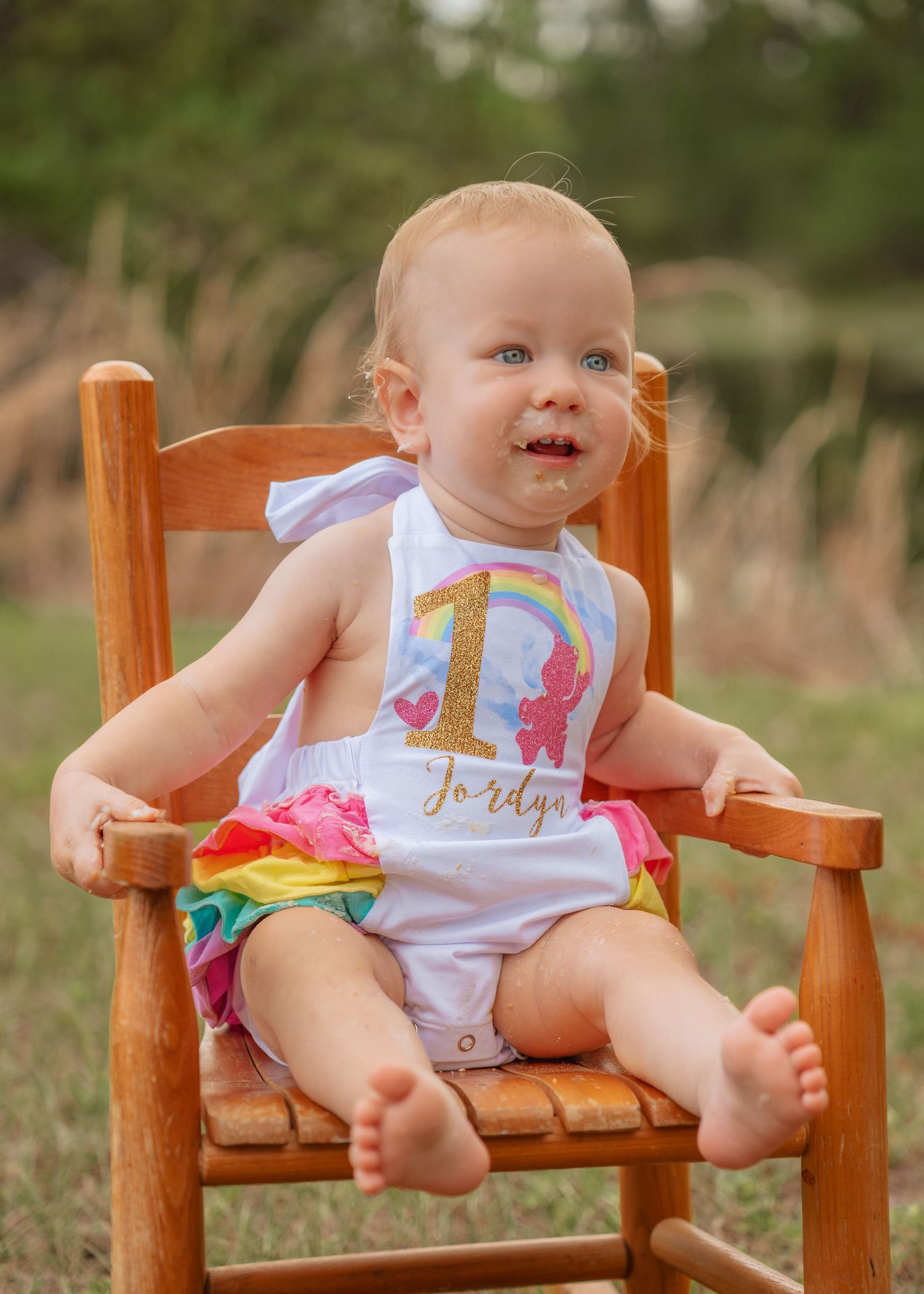 First birthday portraits celebrating girl's milestone in St. Cloud, Florida by family photographer