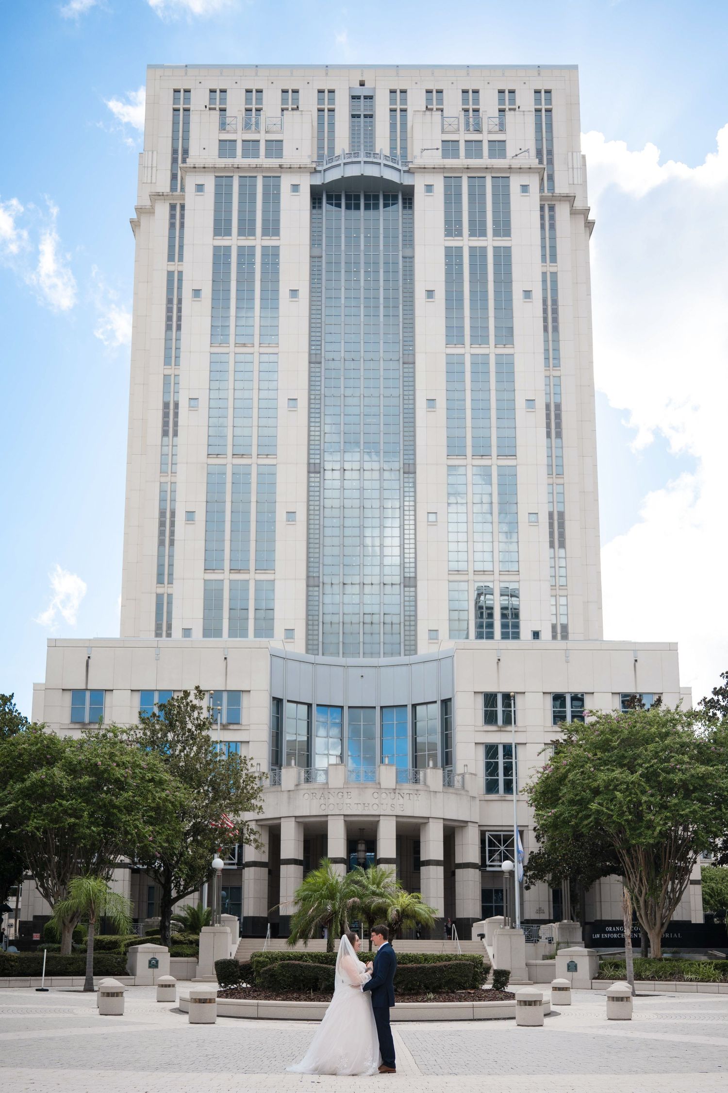UK couple celebrating their marriage at Orange County Courthouse in Orlando
