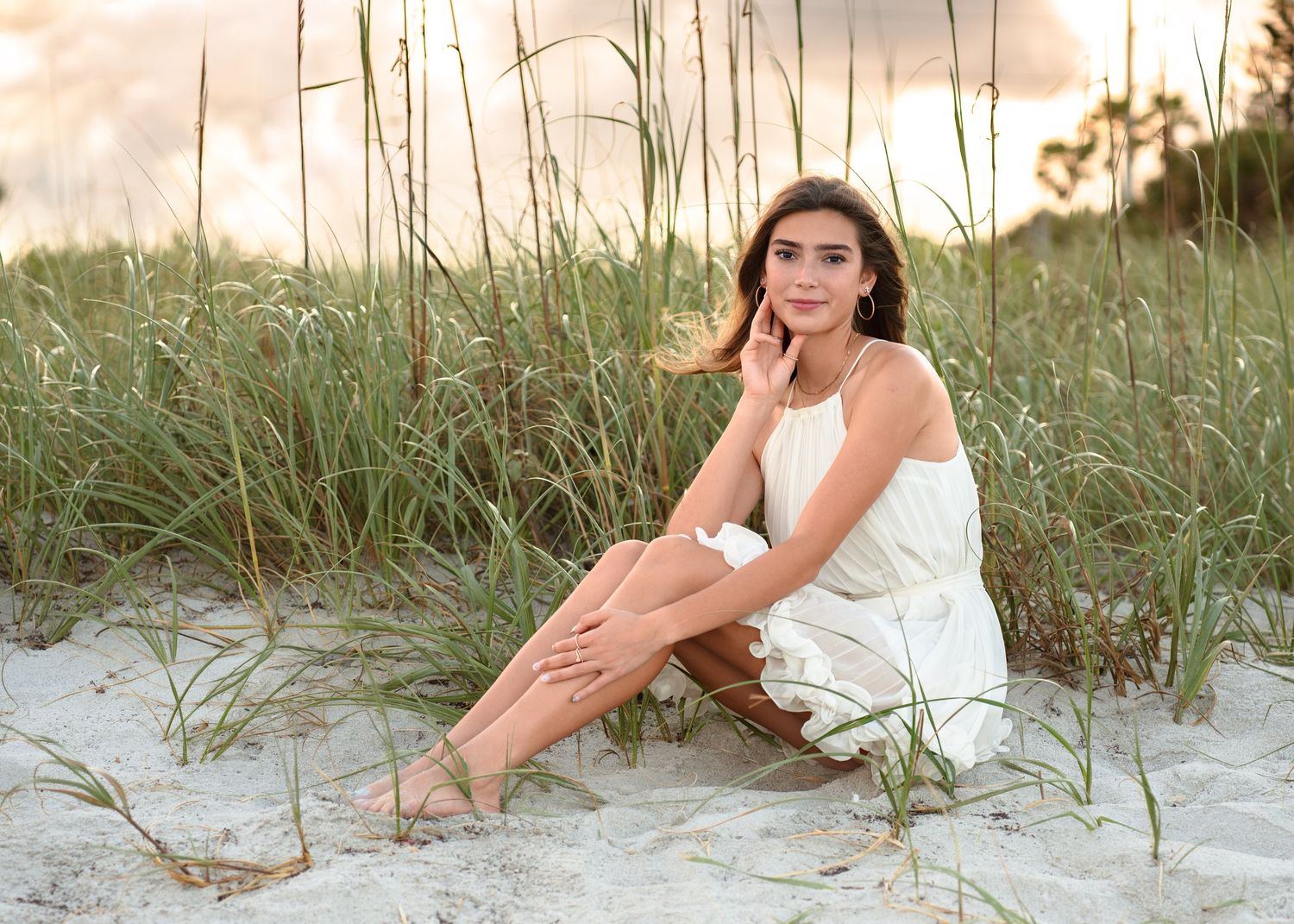 sunset Senior Graduation portrait on the beach by Melbourne Beach photographer