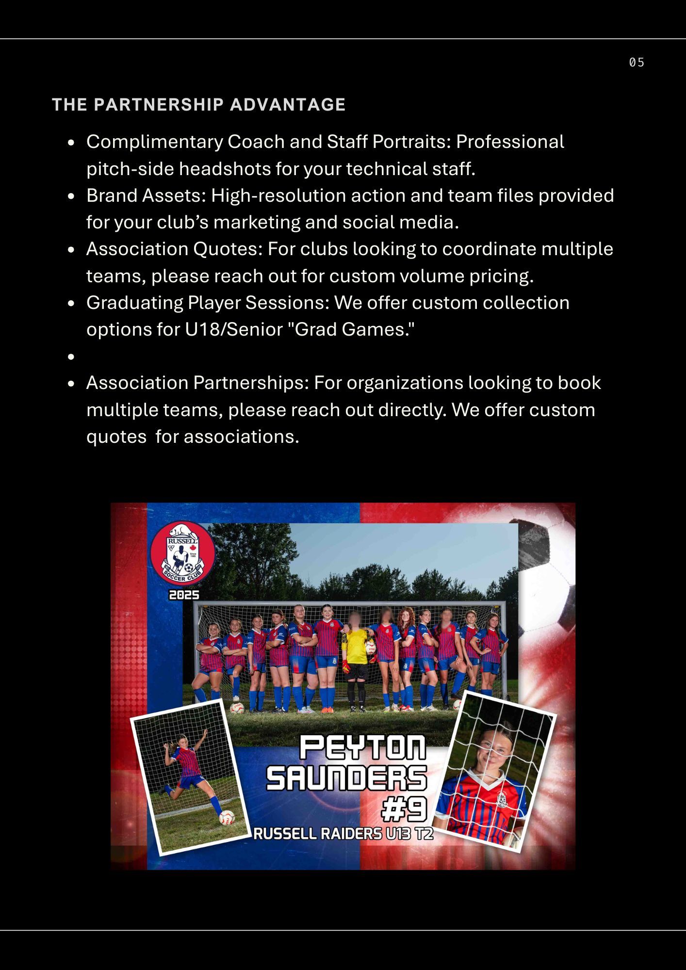 Soccer info and pricing for teams in Ottawa a memory mate print of the team and individual images of athlete
