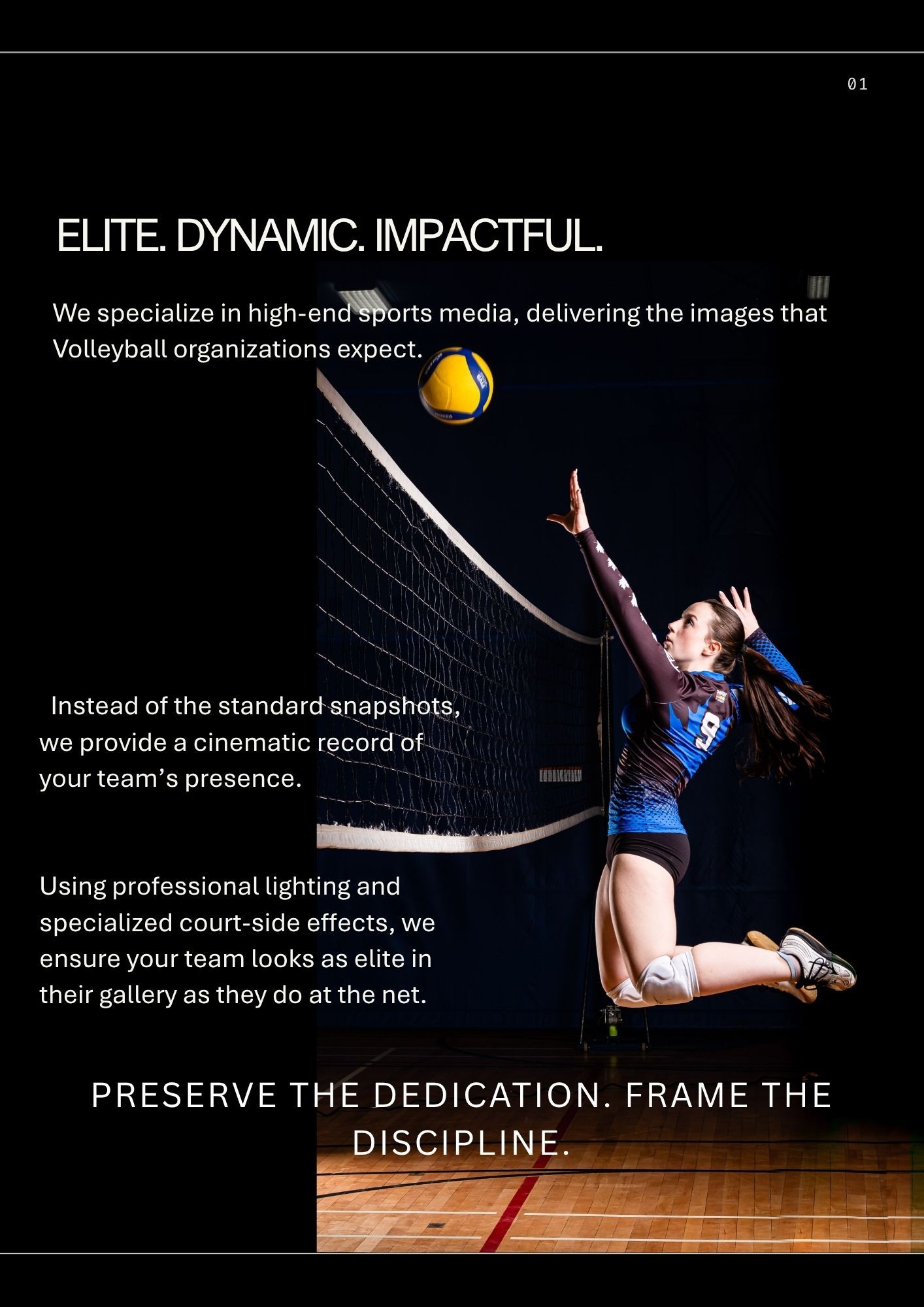 Ottawa volleyball photography package information page featuring an action shot.