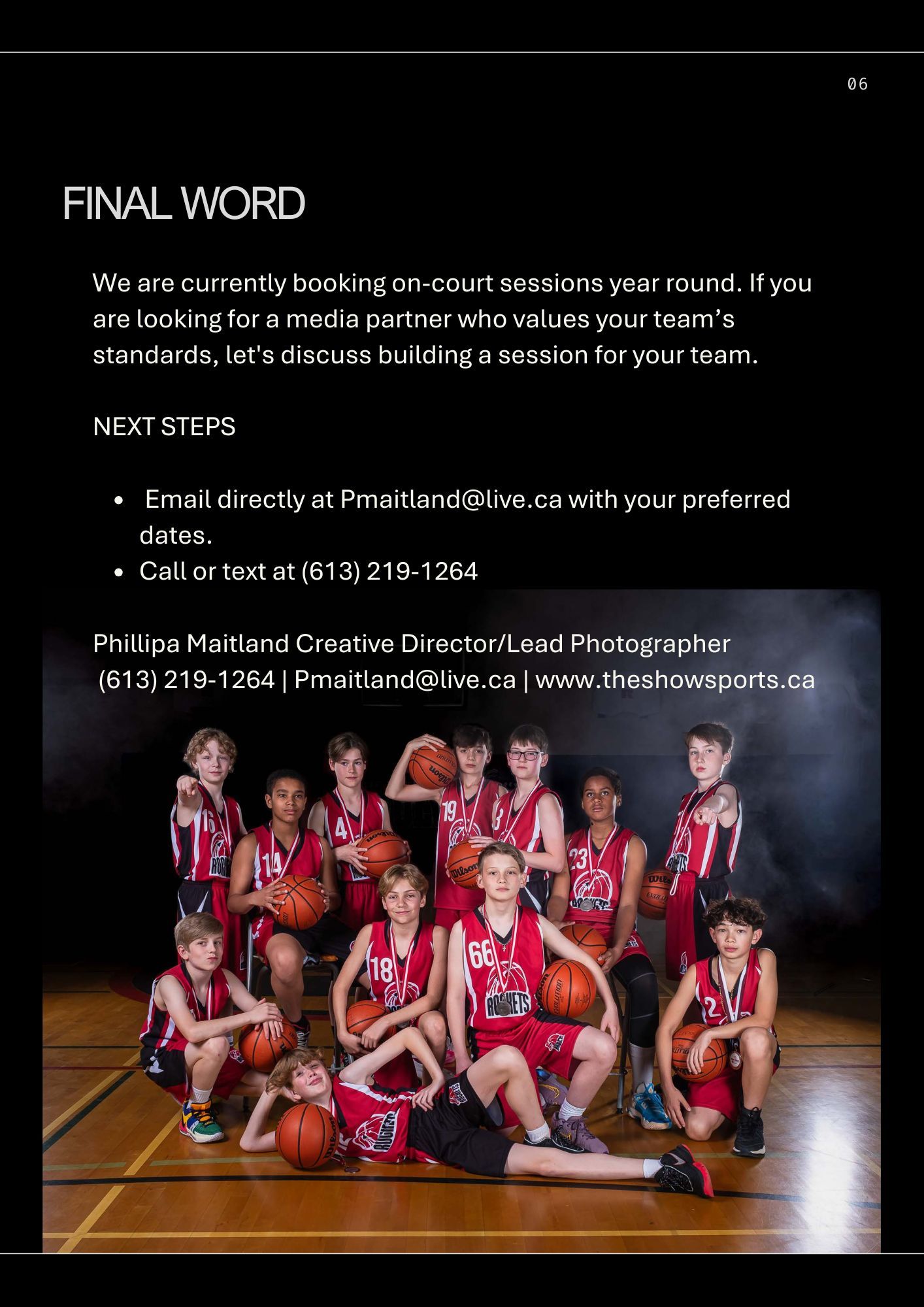 Ottawa sports league media day informational guide graphic with bold custom typography.