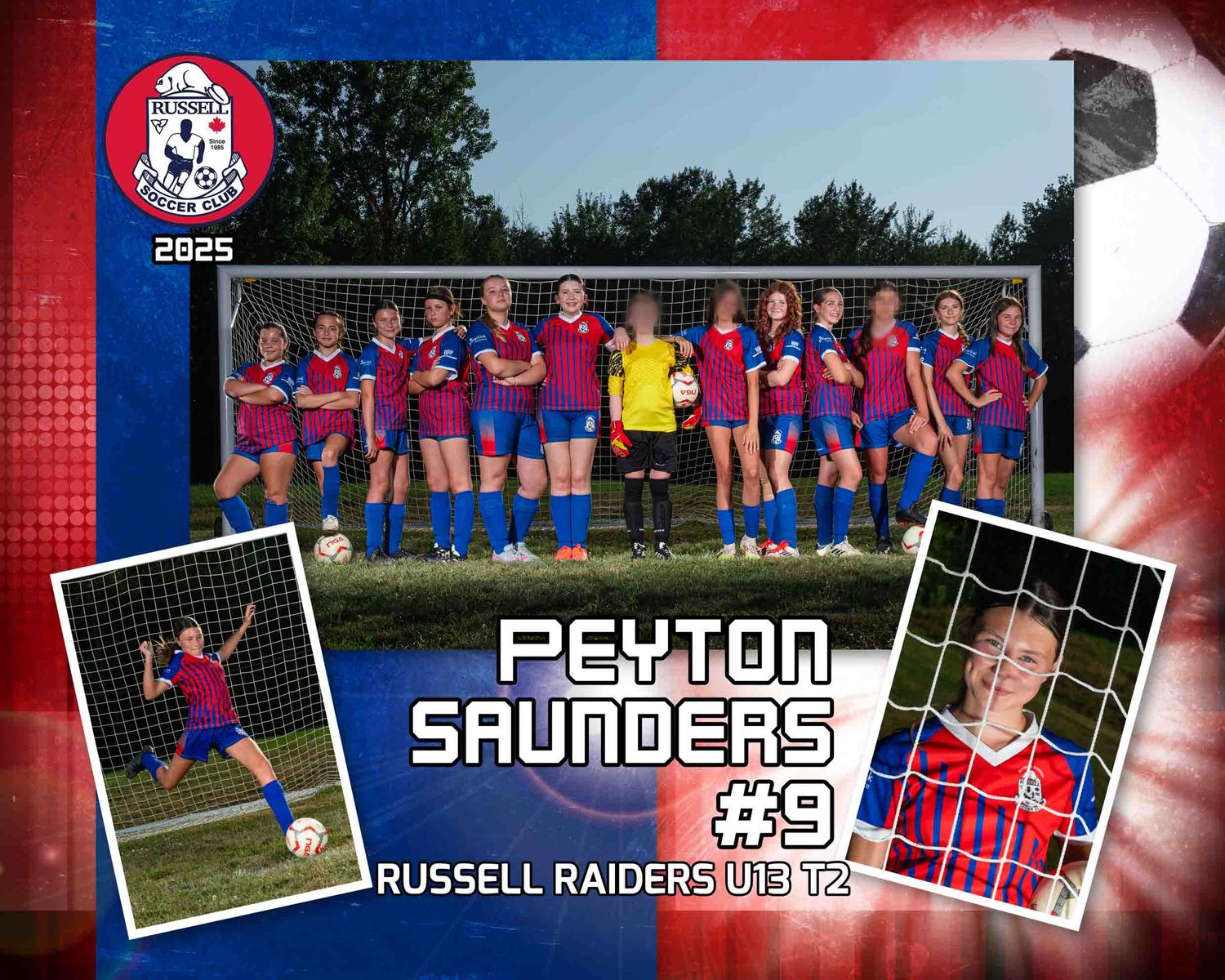 Custom soccer team photo template and memory mate design by The Show Sports Media for an Ottawa soccer club.