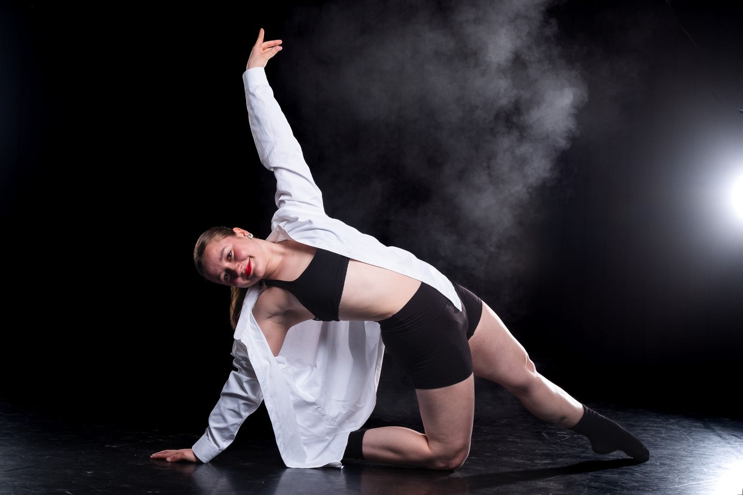Technical dance school individual portrait Timmins, Ontario emphasizing clean lines and professional studio lighting