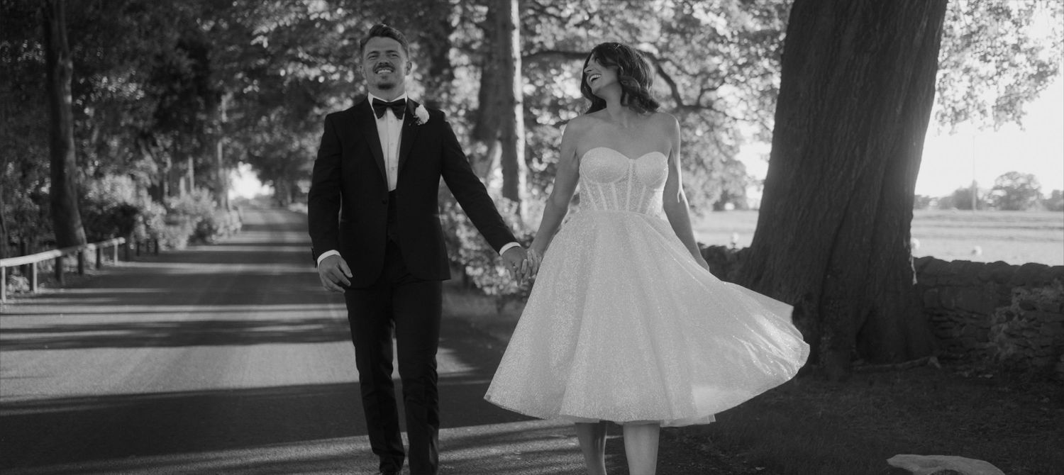 Bride and groom portrait at Middleton Lodge during elegant UK luxury wedding