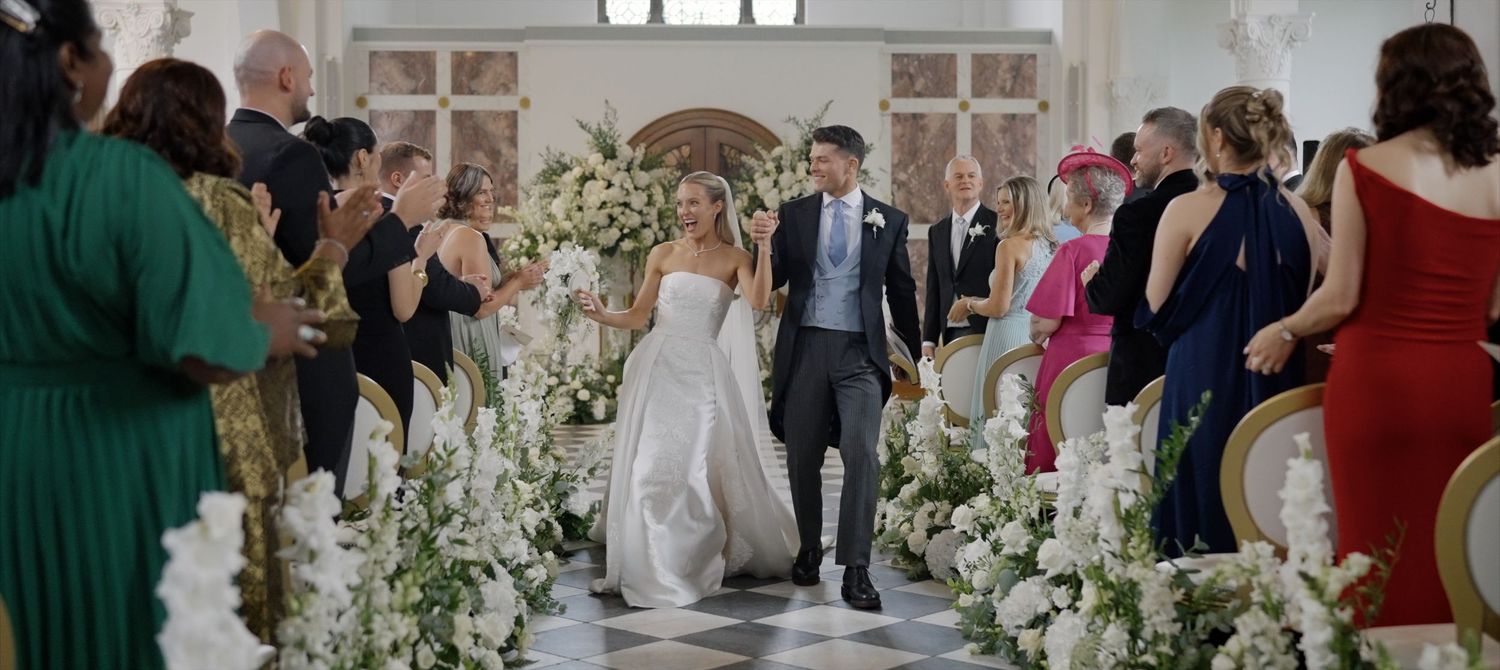 Bride and groom during ceremony at Hawkstone Hall luxury UK wedding venue