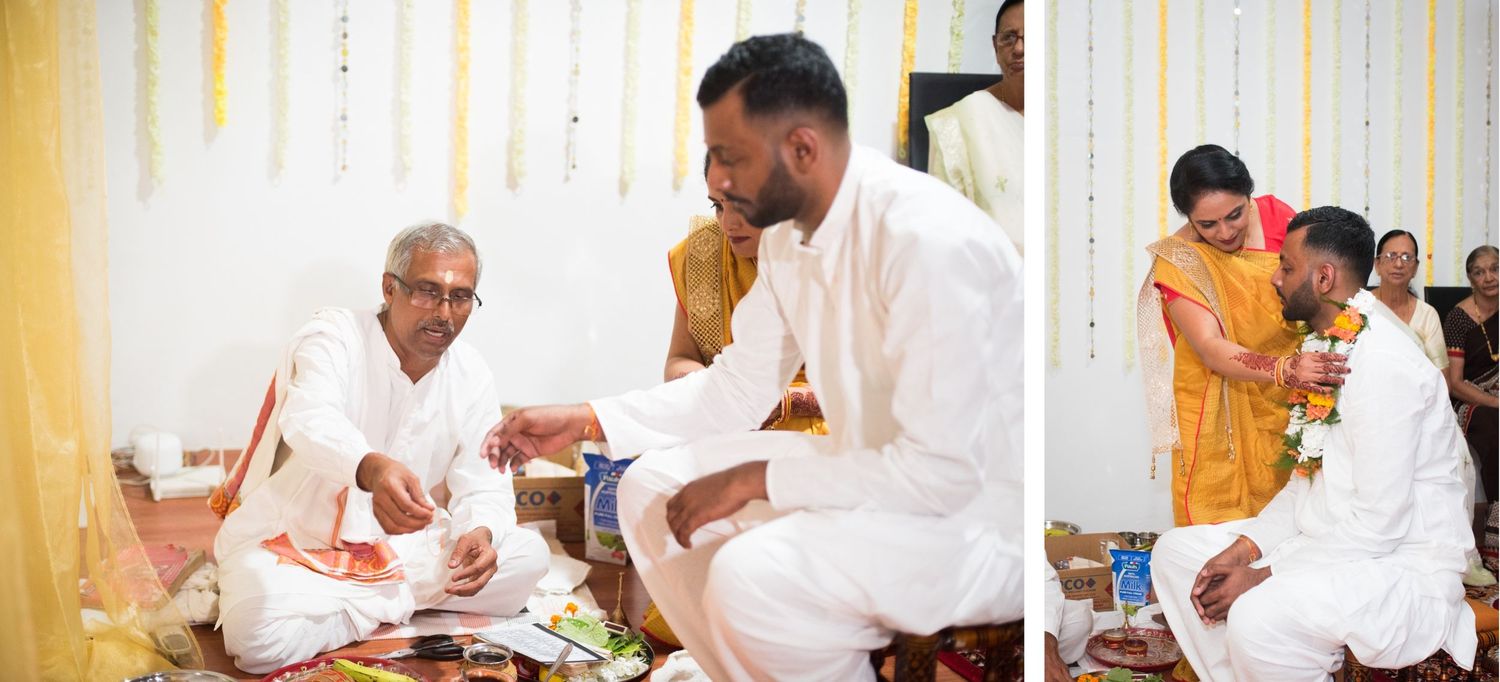 Traditional ceremony with elders blessing and performing rituals in white attire.