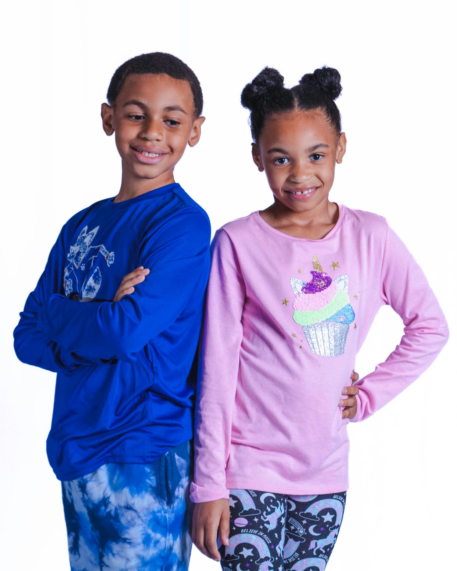 Brother and sister image, white background