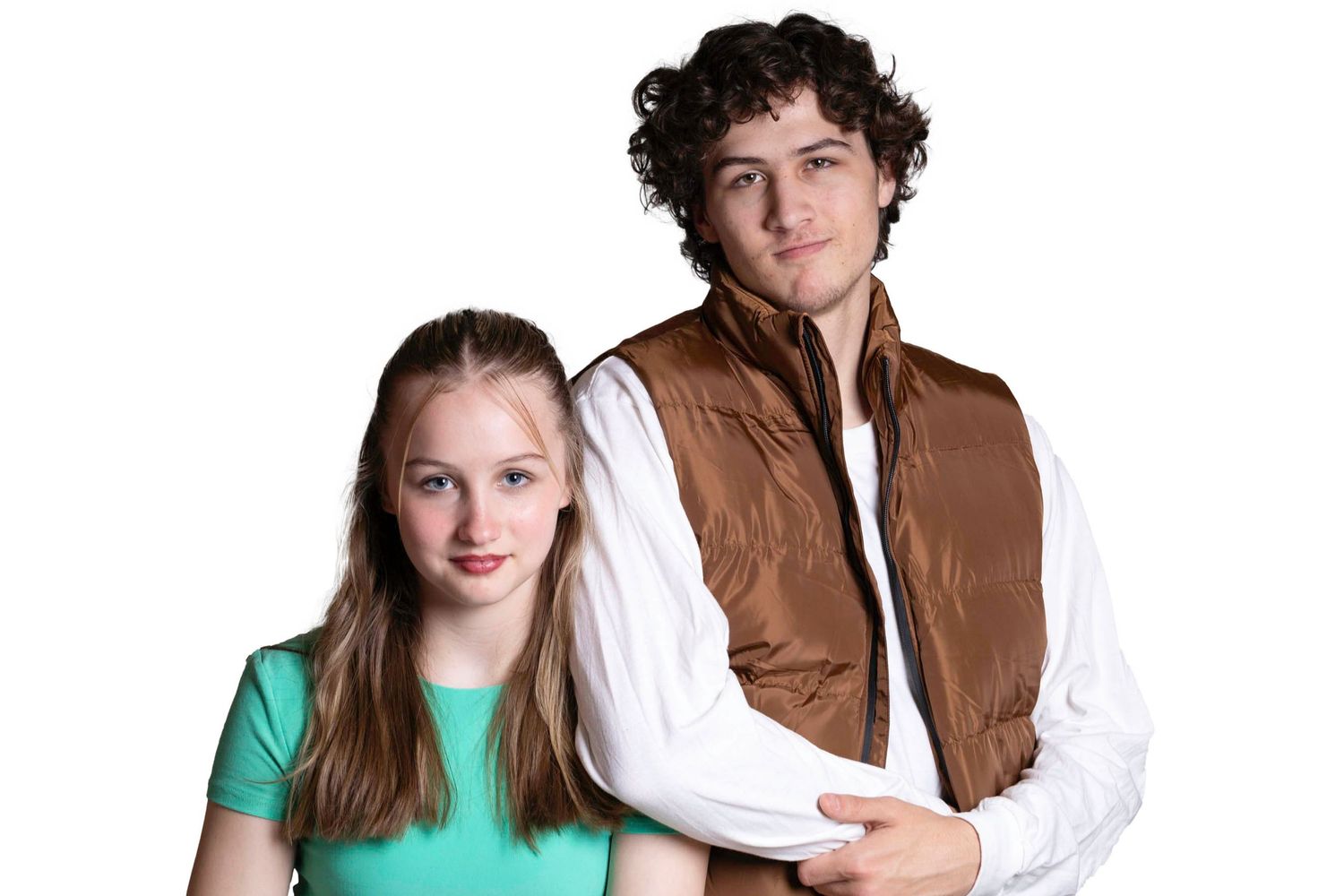 Brother and sister image, white background