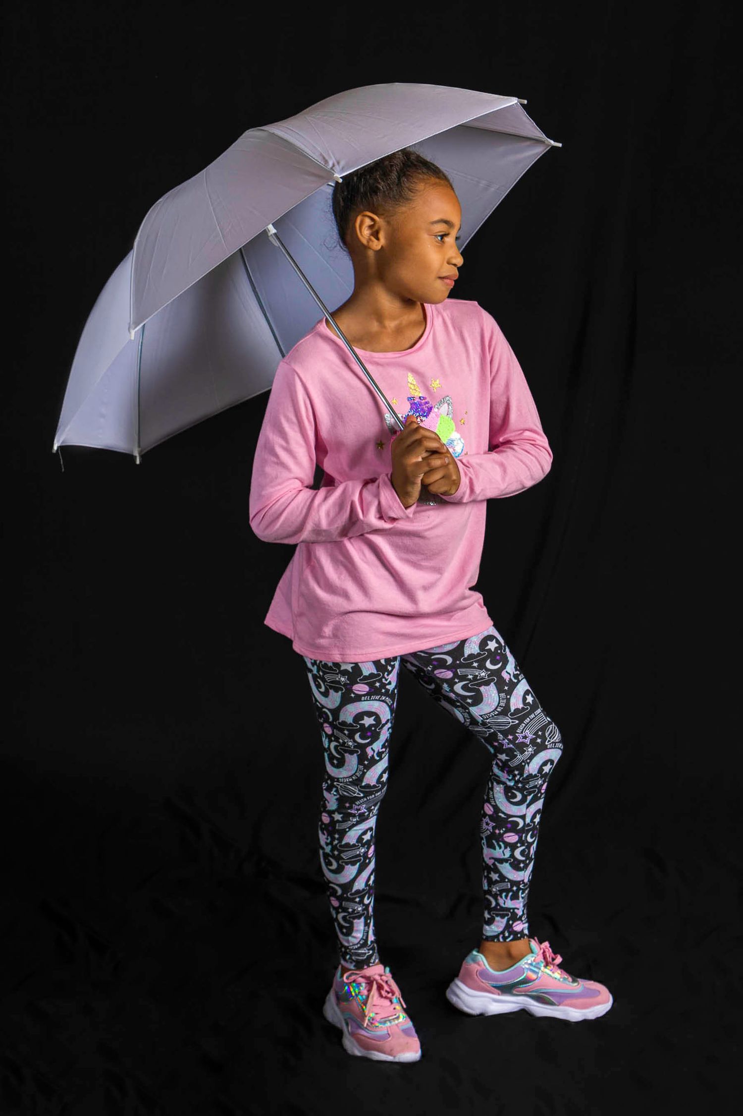 Image of a girl, black background