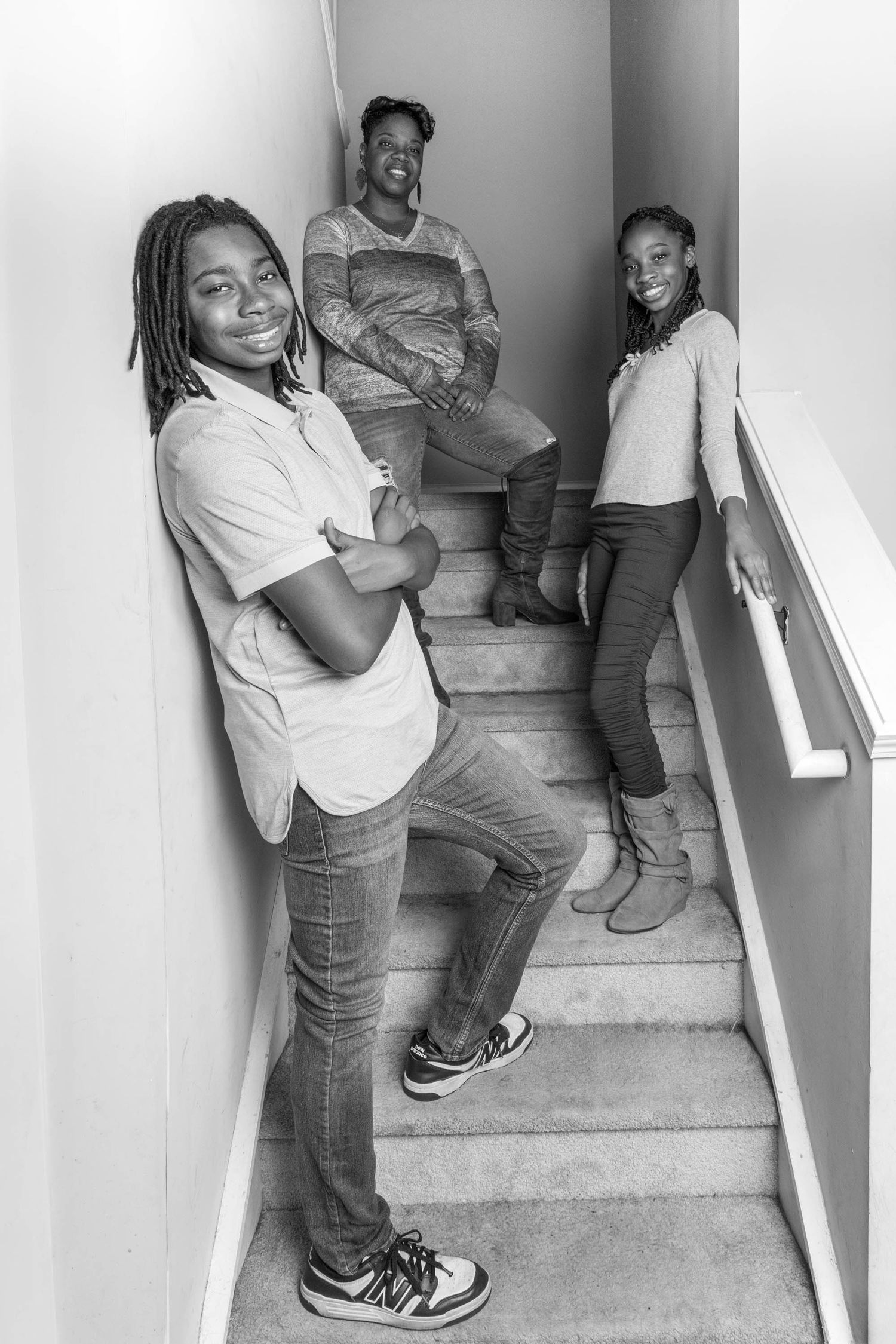 Black & white image of a family