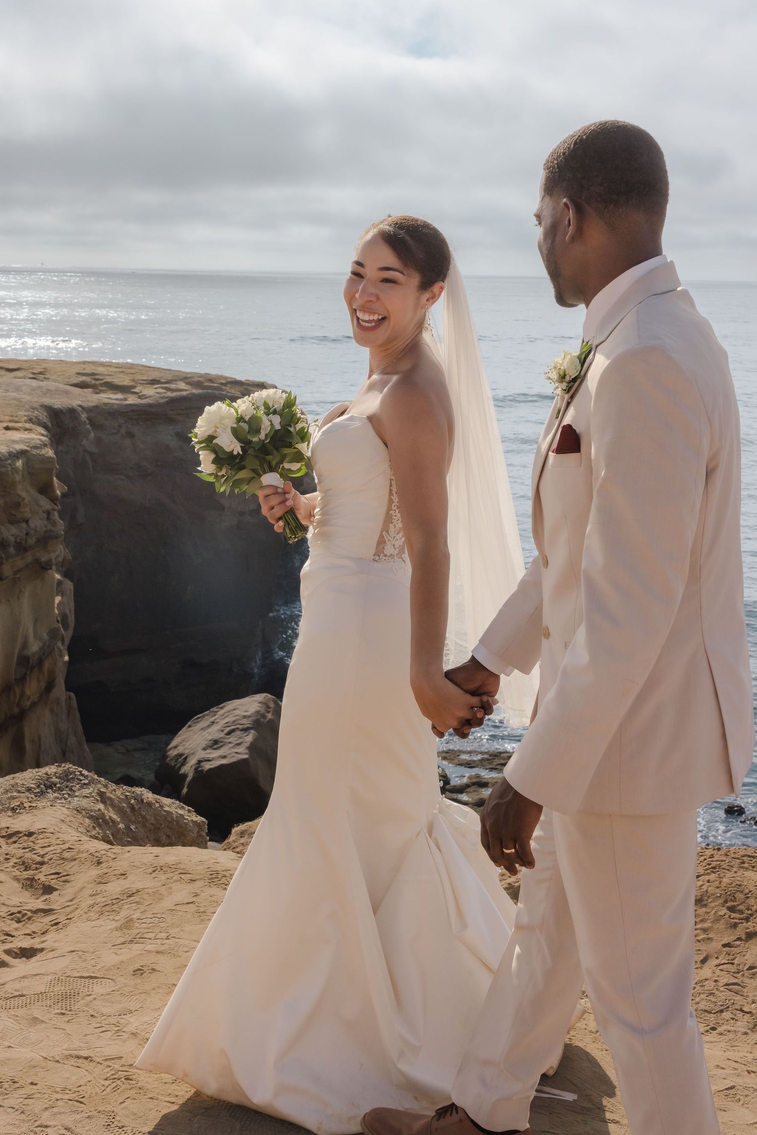 San Diego Sunset Cliffs wedding photography by Jenny Thai Photography -  biracial mixed couple