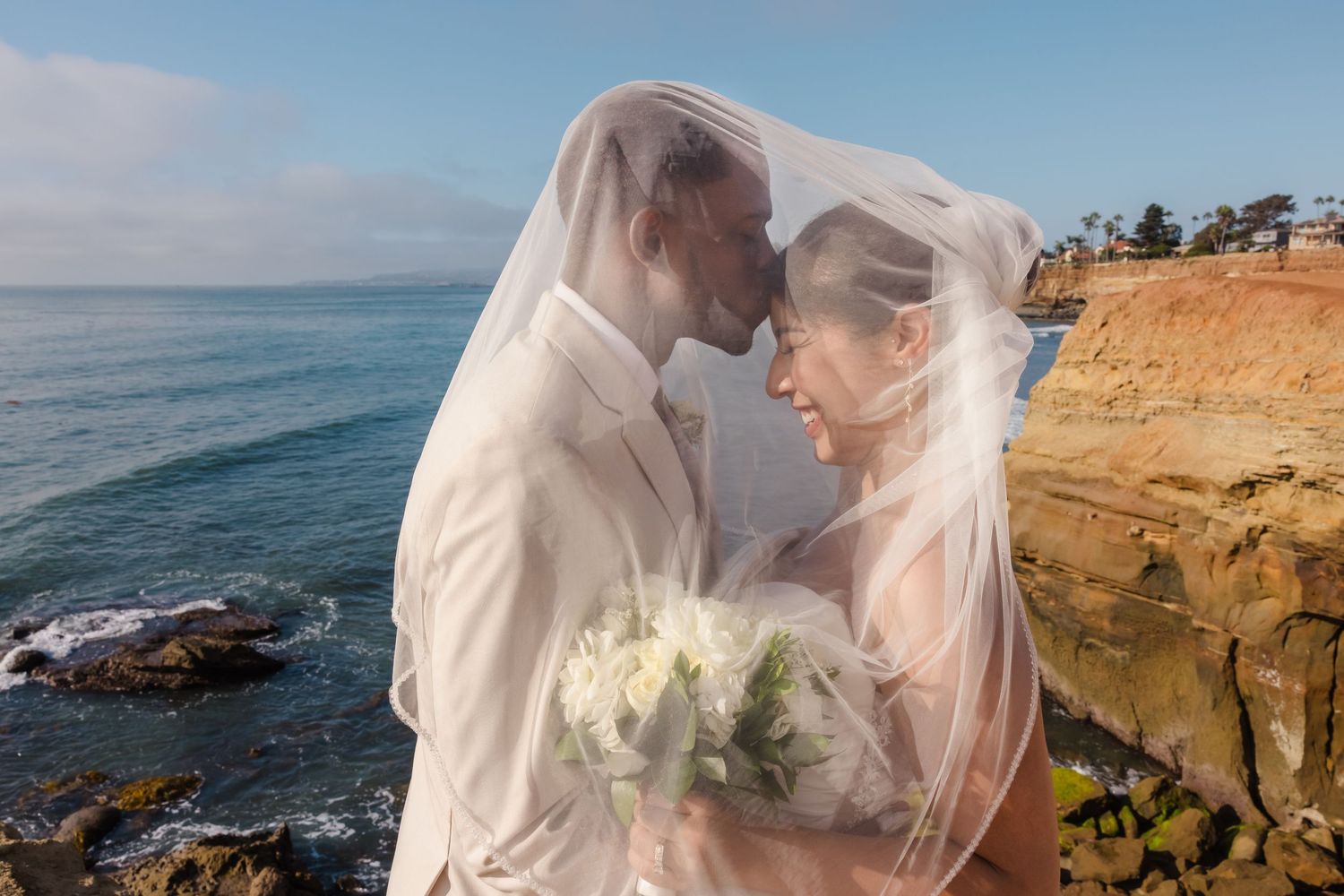 San Diego Sunset Cliffs wedding photography by Jenny Thai Photography -  biracial mixed couple