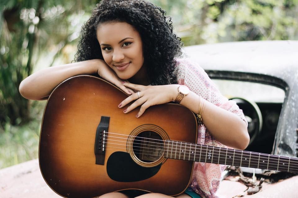 Collection of outdoor photography featuring acoustic guitars and natural lighting.