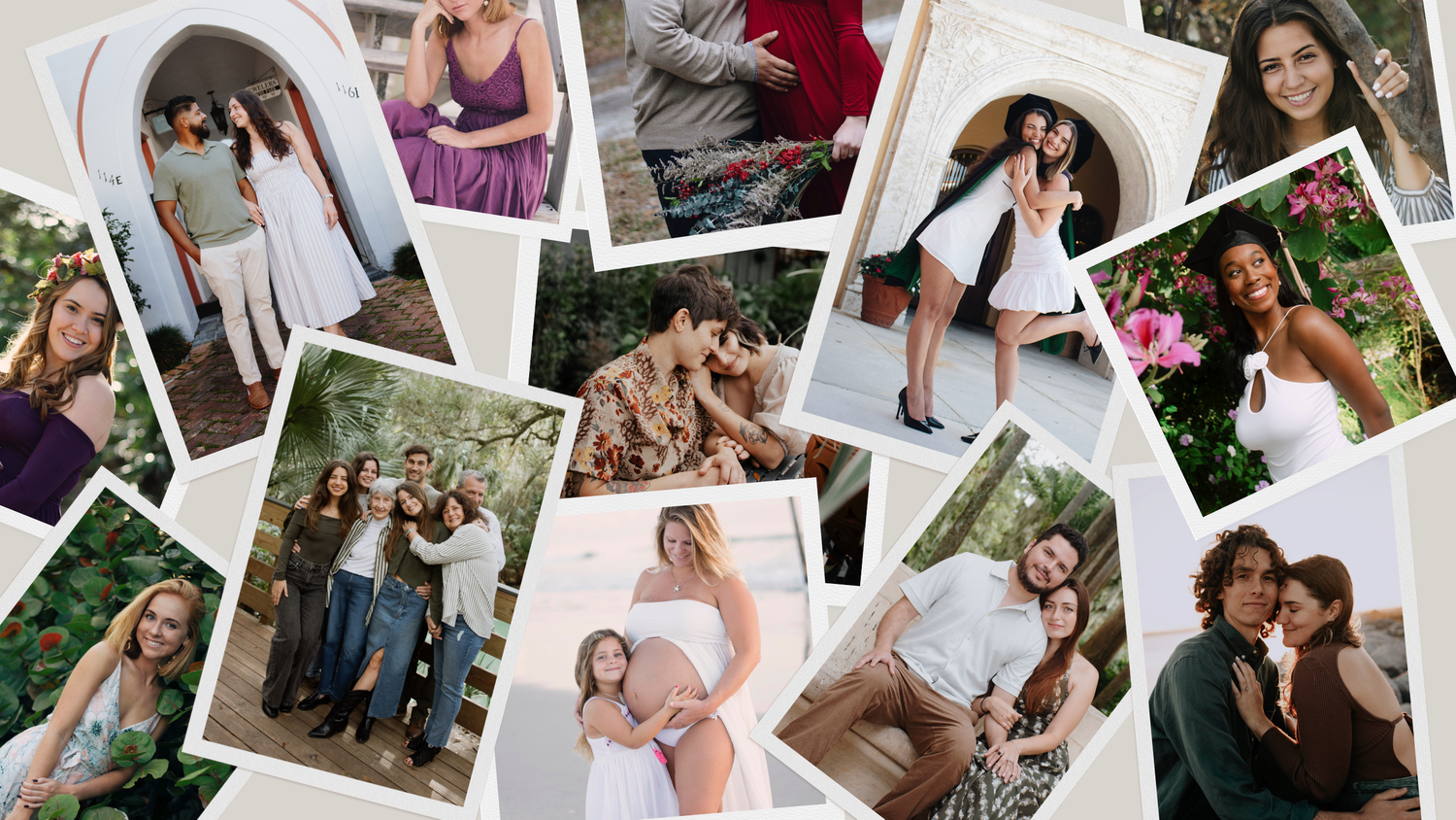 A collage of candid lifestyle photos arranged in a diagonal pattern showing people enjoying various outdoor activities.