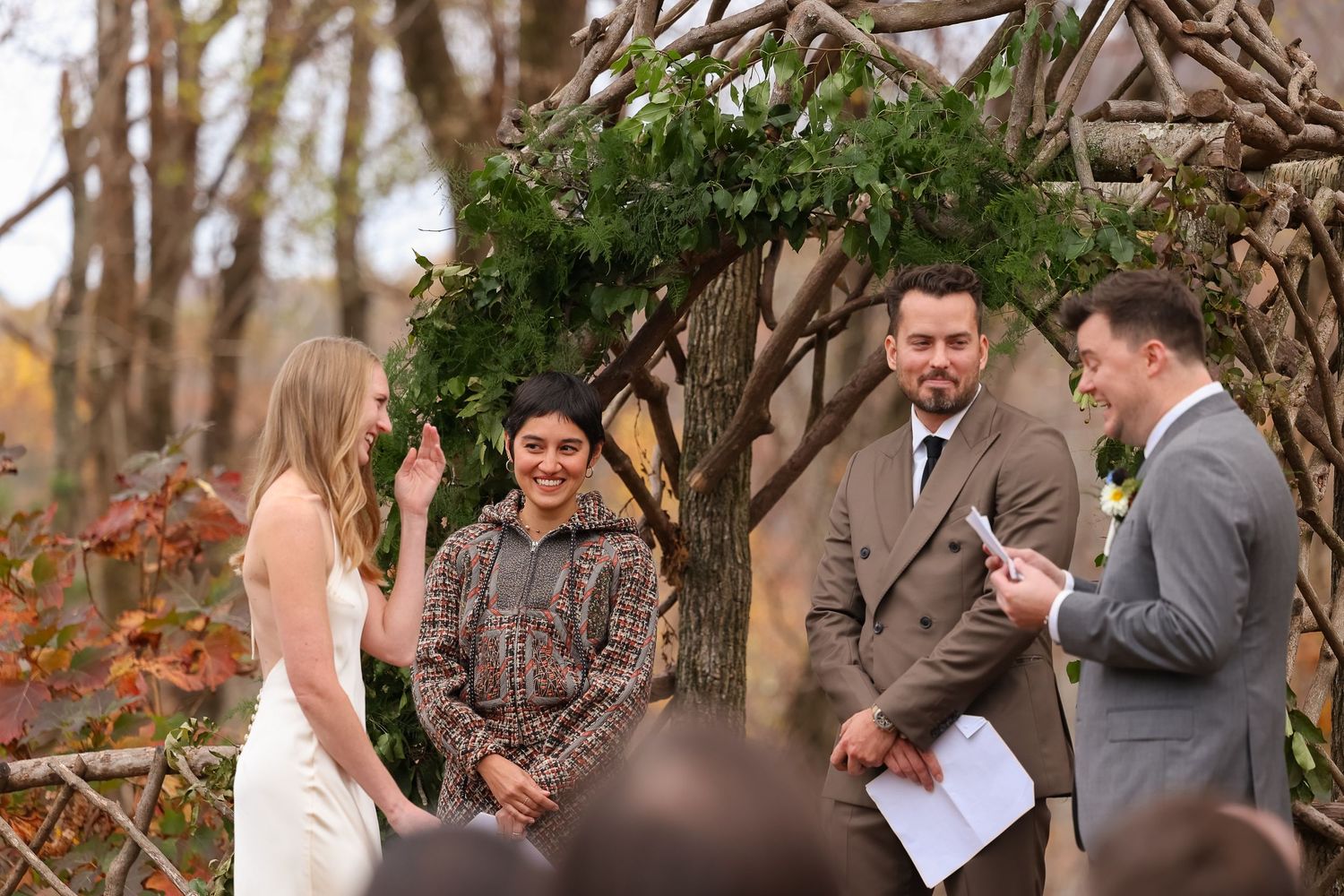Explore this mountain micro wedding at The Poplars at Bearwallow Mountain, captured by Asheville elopement photographer candid shot bride