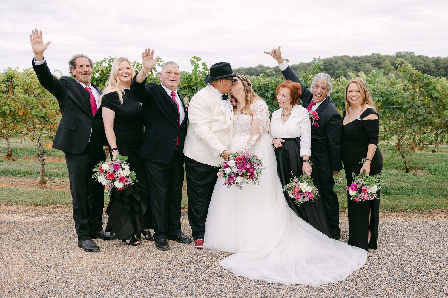 Explore this southeast luxury micro wedding at Shelton Vineyards, Southeastern US elopement and intimate wedding photographer, wedding party