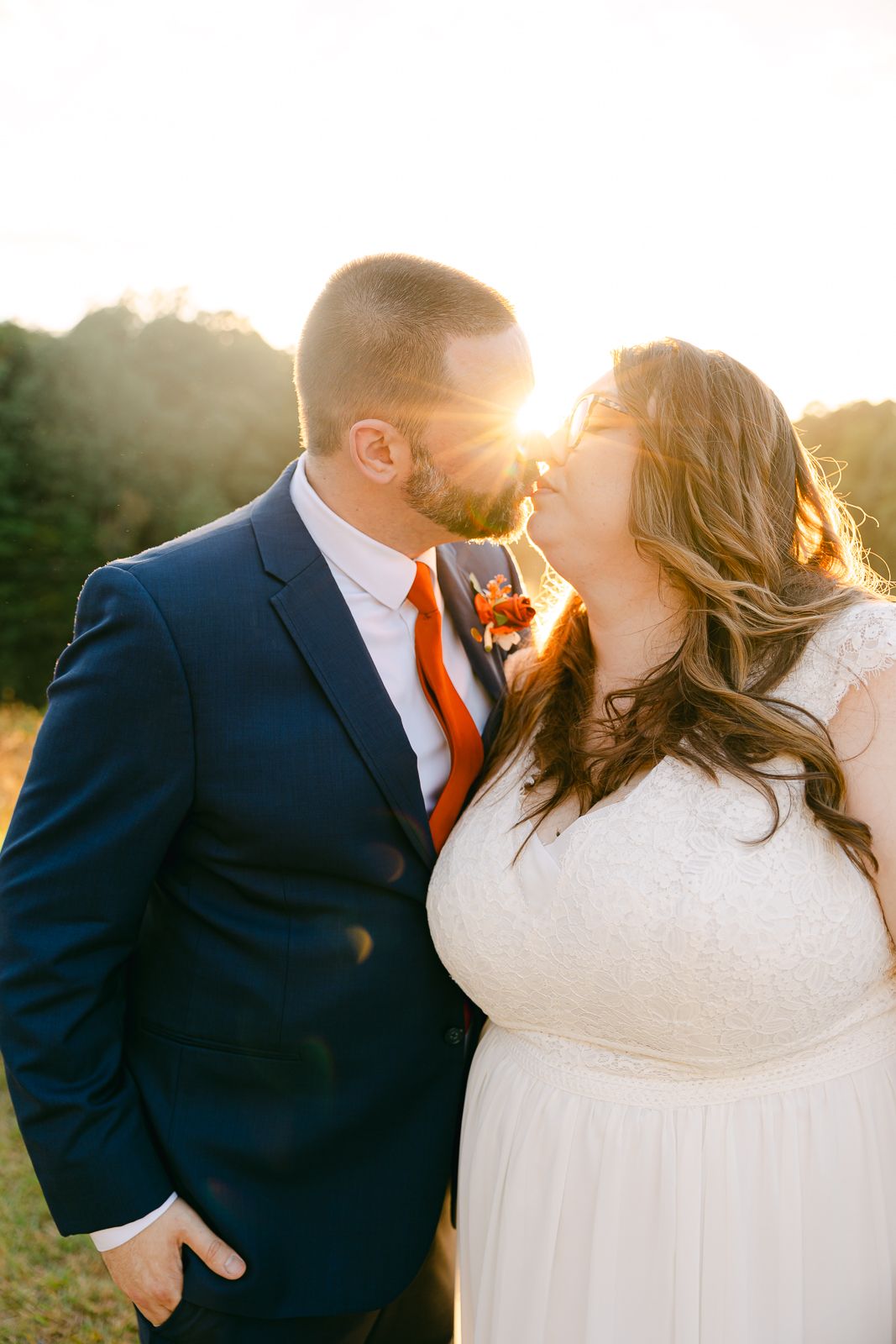 Candid Golden Hour Portraits, romantic fall wedding in Raleigh at Durant Nature Preserve, captured by Asheville photographer Kalli Hicks.