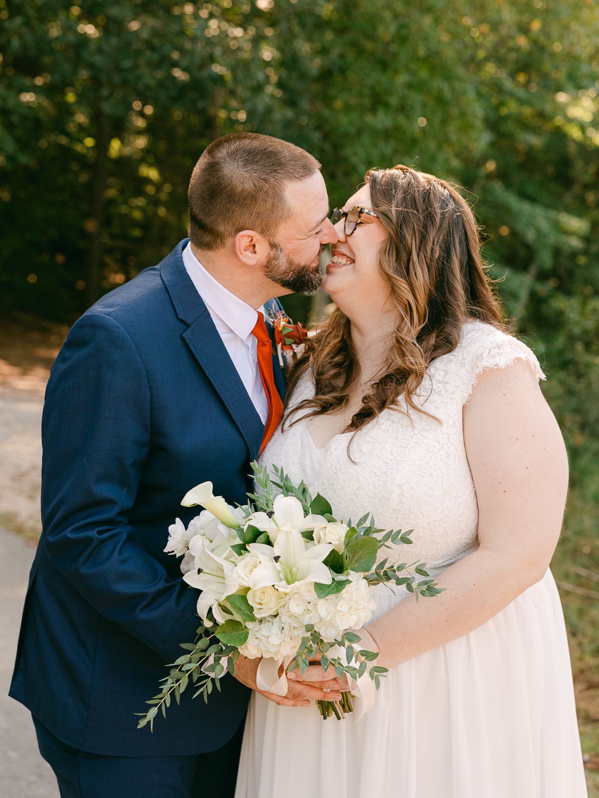 Candid Golden Hour Portraits, romantic fall wedding in Raleigh at Durant Nature Preserve, captured by Asheville photographer Kalli Hicks.