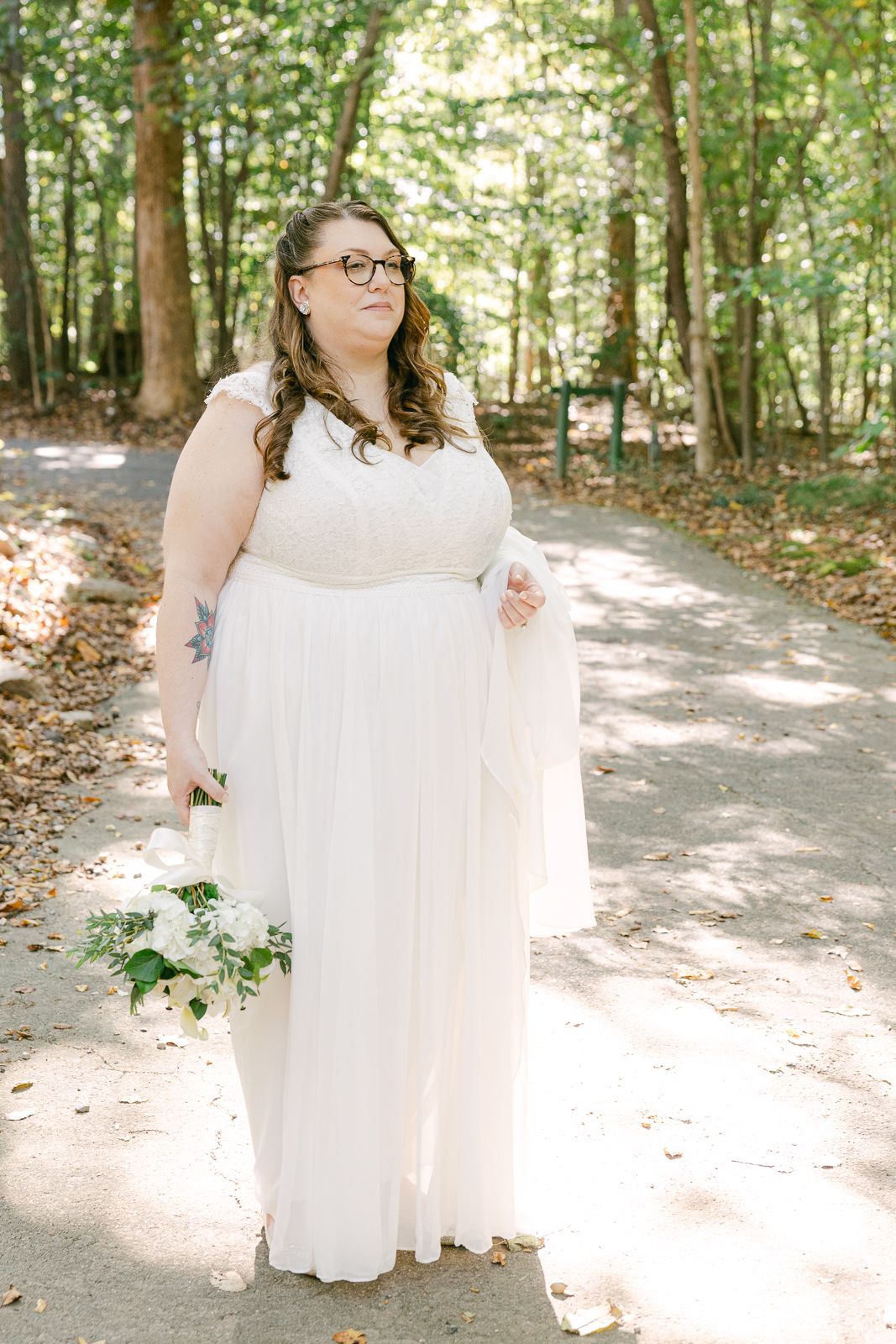 Candid Golden Hour Portraits, romantic fall wedding in Raleigh at Durant Nature Preserve, captured by Asheville photographer Kalli Hicks.