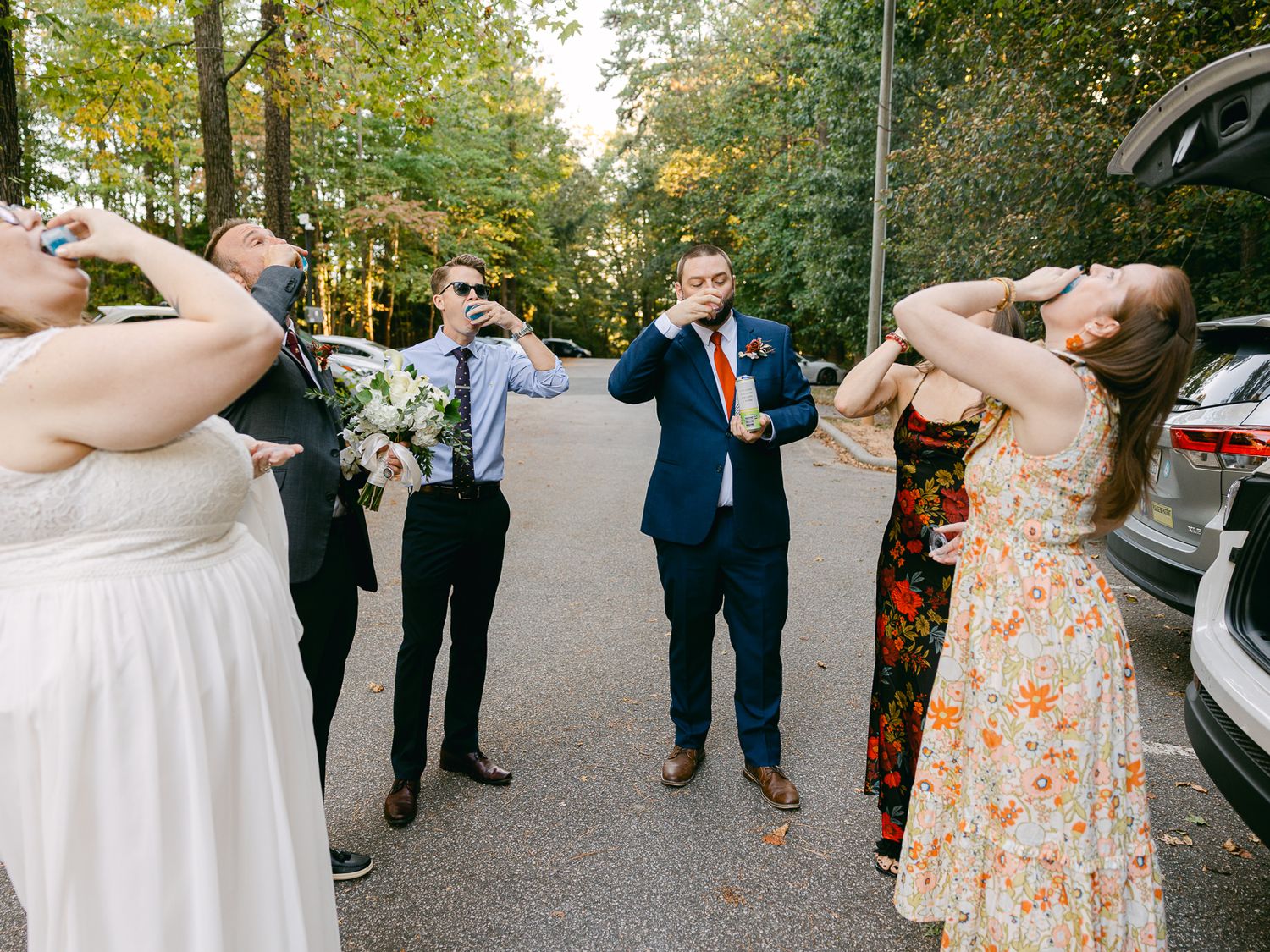 Candid Golden Hour Portraits, romantic fall wedding in Raleigh at Durant Nature Preserve, captured by Asheville photographer Kalli Hicks.