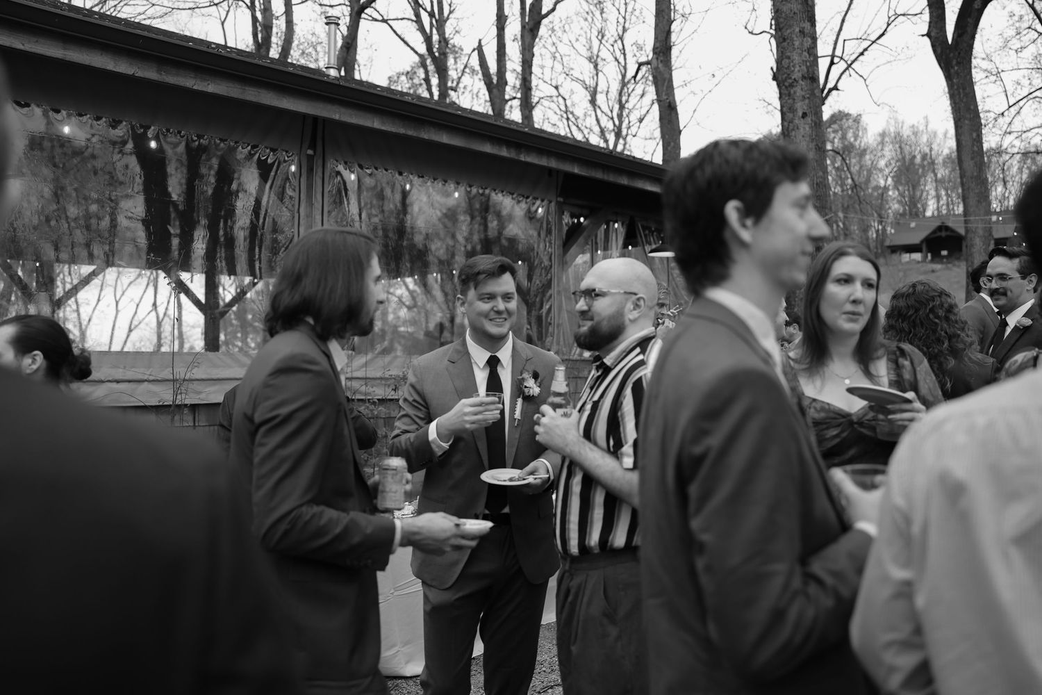 Explore this mountain micro wedding at The Poplars at Bearwallow Mountain, captured by Asheville microwedding photographer fun cocktail hour