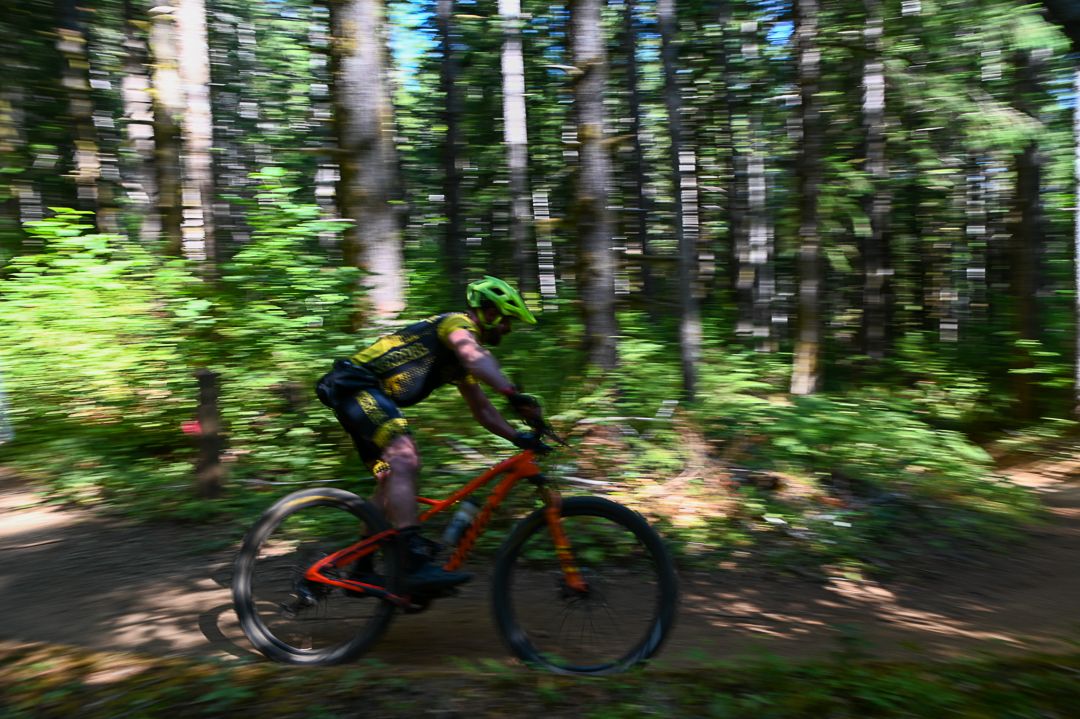 Mountain bike racer during a Mudslinger Event at Alsea Falls, Oregon. This was the 39th year of the Mudslinger.
