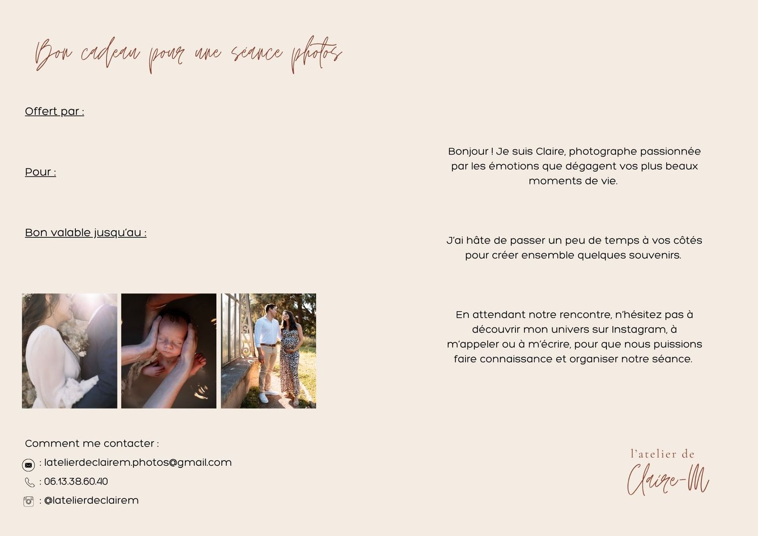 Bon cadeau pour une séance photos, photographe de mariage, famille, grossesse, naissance, baptême, anniversaire, Lyon et Beaujolais
