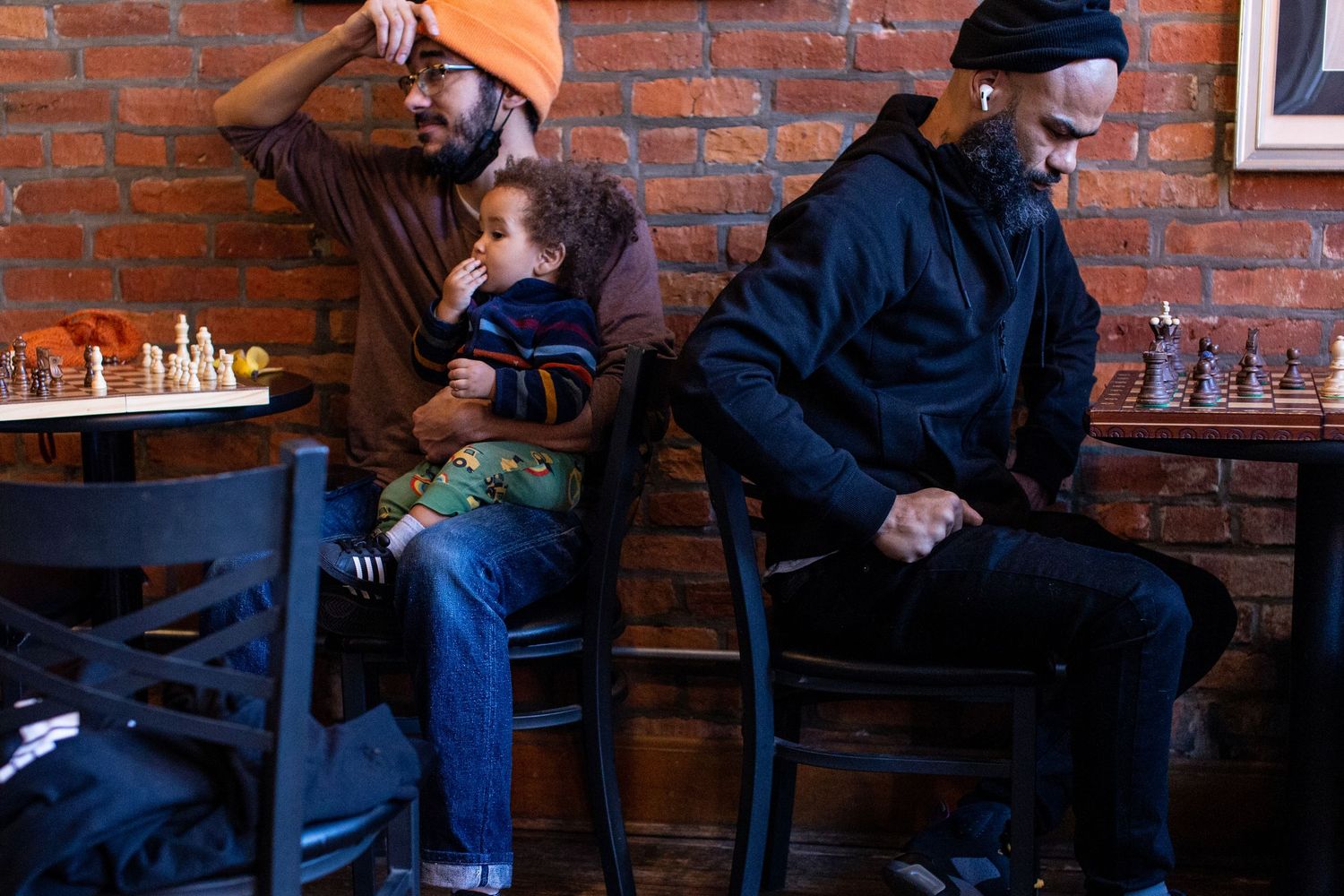 People play chess at Upper Cupp coffee shop every other Sunday.