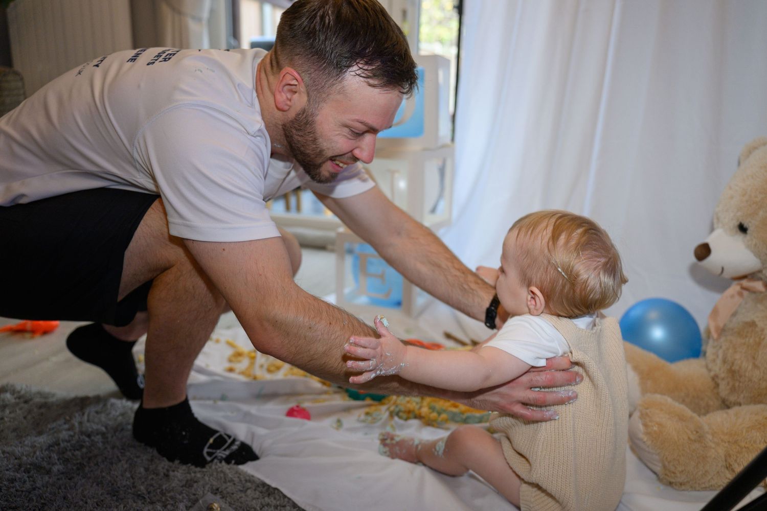 Father and son; Cake smash photoshoot in Essex