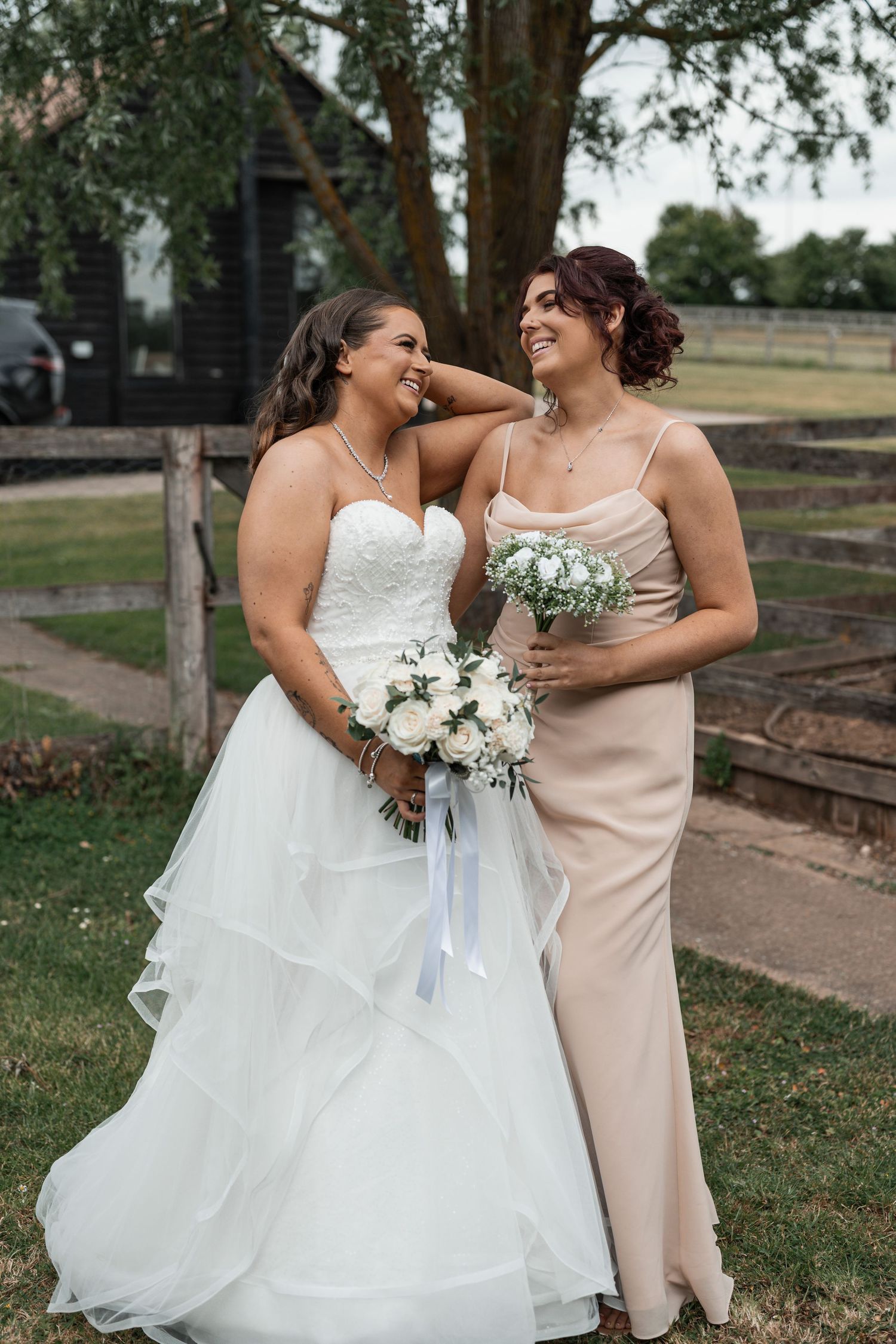 Essex bride and bridesmaid