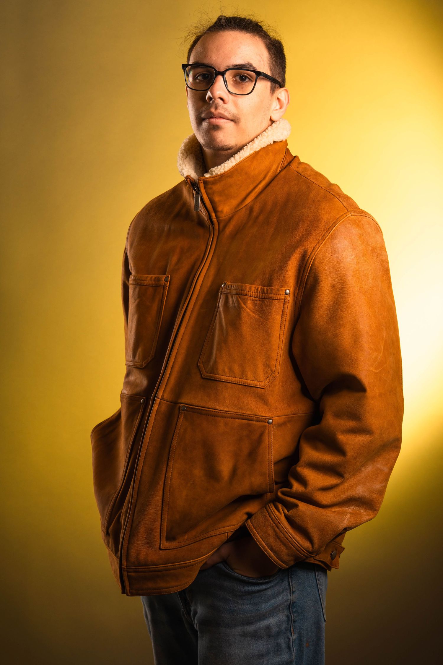 Modern studio portrait on storm gray backdrop in York County PA