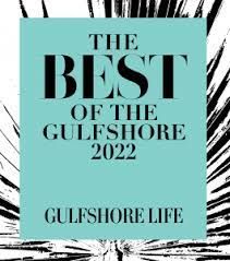Magazine cover for 'The Best of the Gulfshore 2022' in teal with dramatic black border.