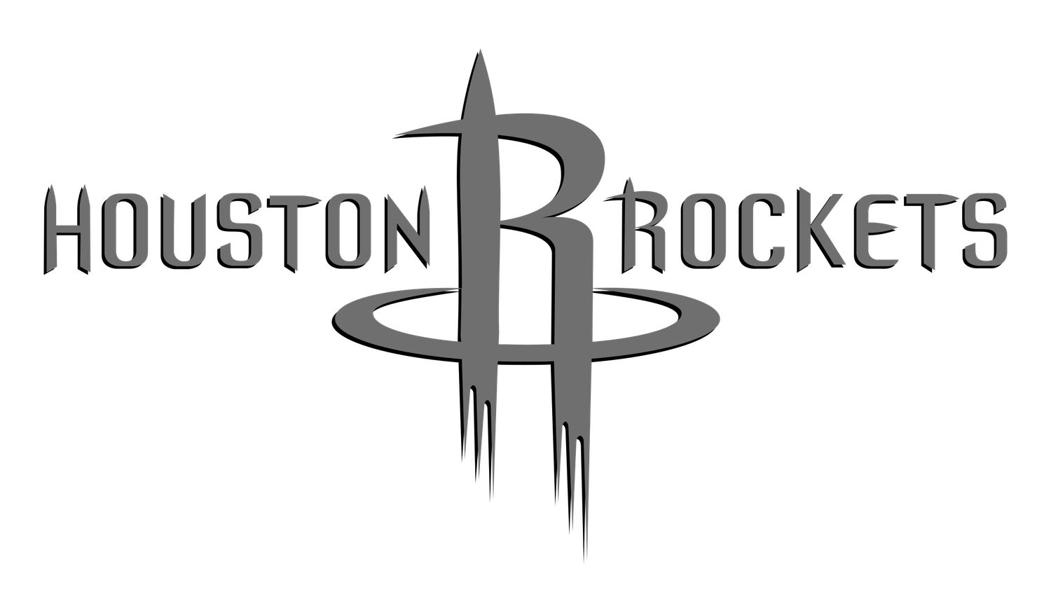 Evolution of Houston Rockets basketball team logo designs featuring text and graphic elements.