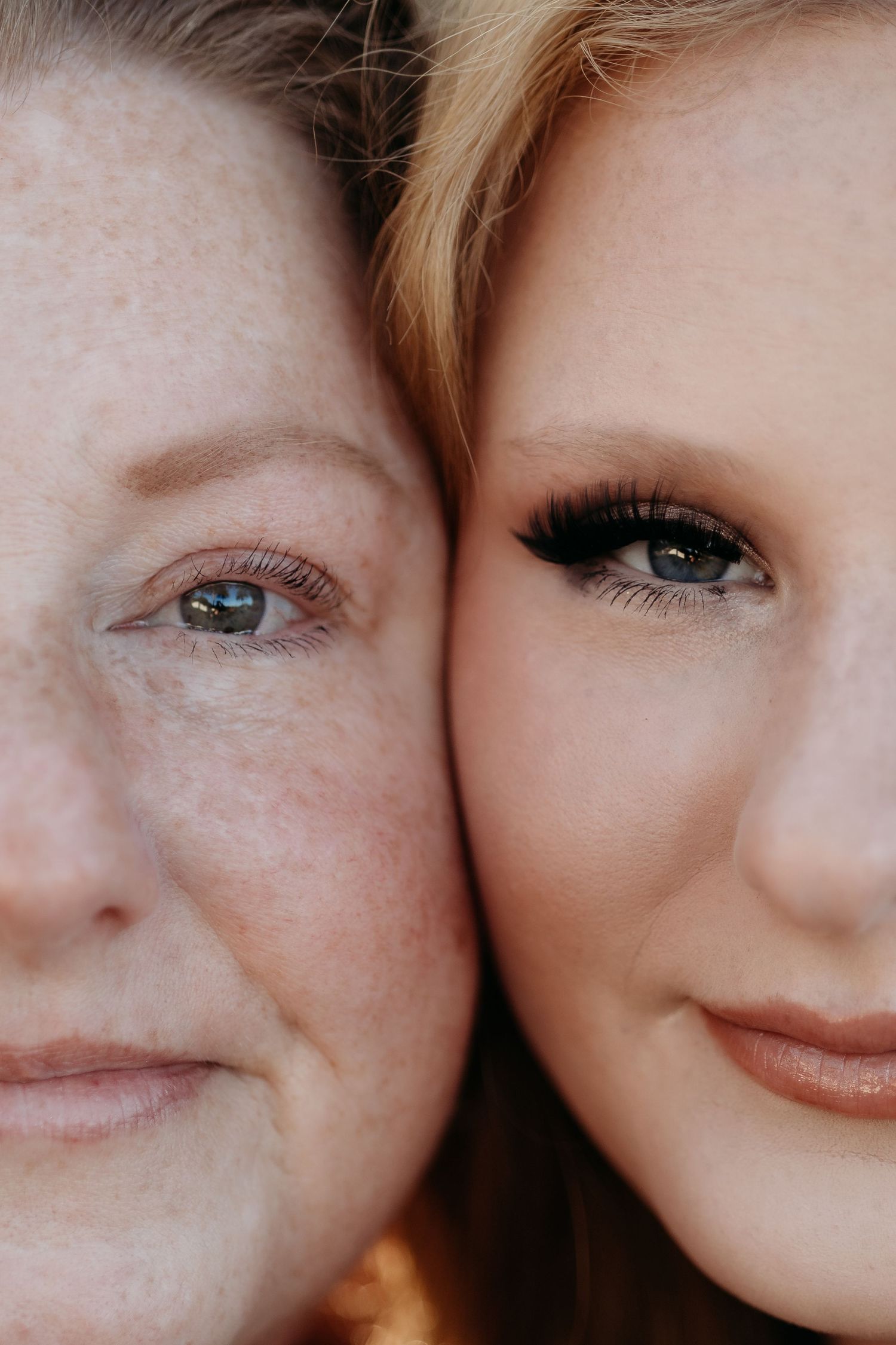 Close-up portrait series showing eyes and smiles.