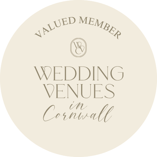 Elegant oval-shaped beige badges with wedding-related text in delicate serif typography arranged in a horizontal row.