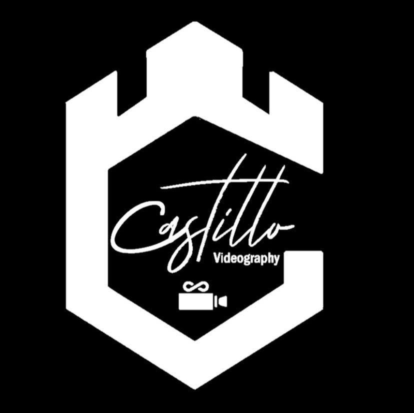 White castle-themed videography logo design on black background.