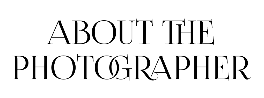 Elegant serif typography displaying the text About The Photographer in black on a white background.