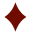 A bold dark red diamond suit symbol icon used in playing cards and card game designs.