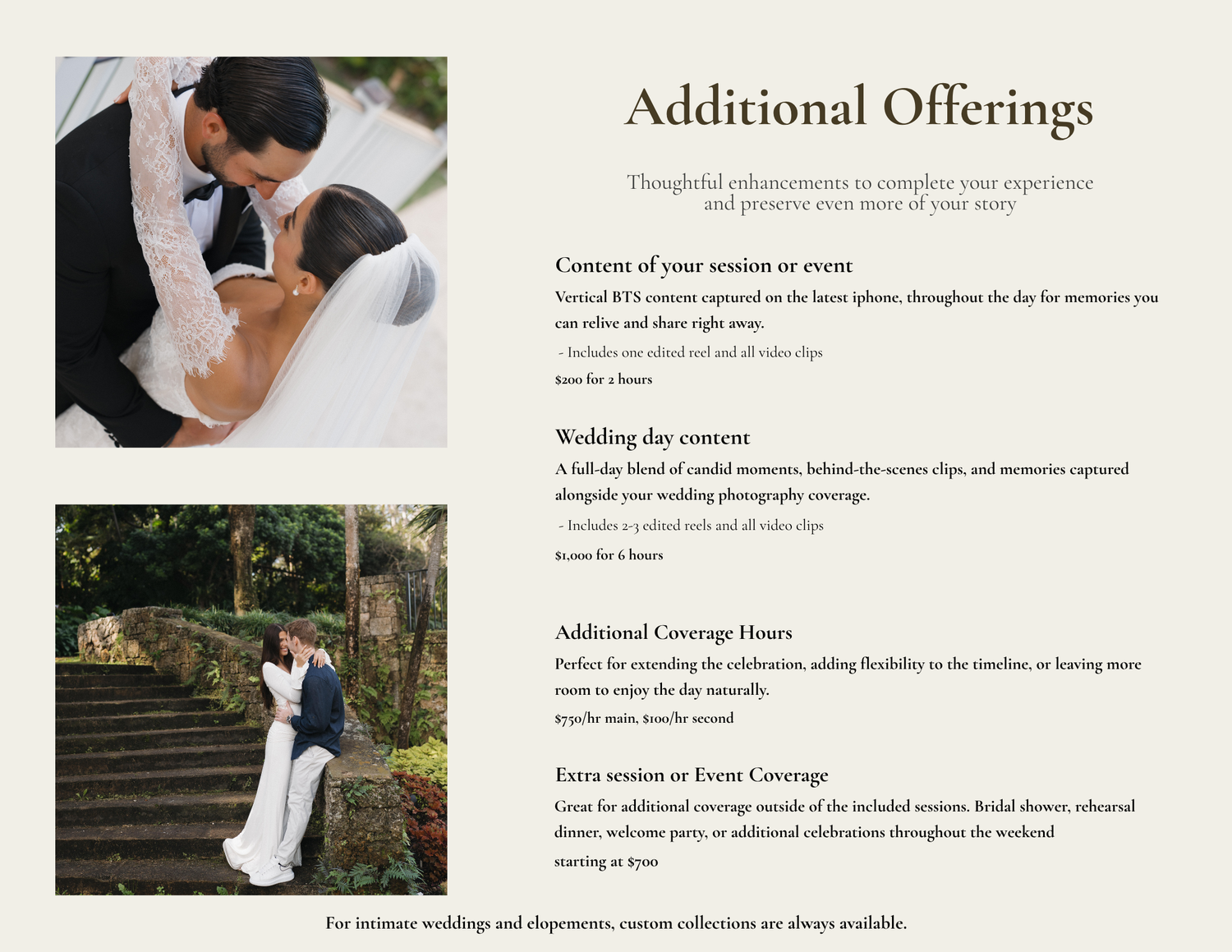 Elegant wedding couple embracing outdoors, bride in white gown and groom in black tuxedo, surrounded by lush greenery.