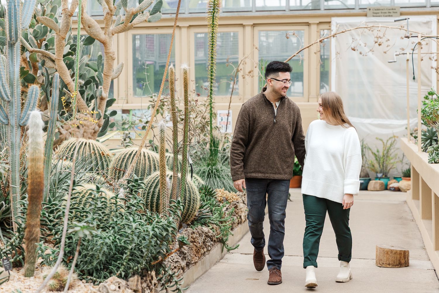 Chicagoland engagement photography featuring Anna and Michael at Garfield Park Conservatory