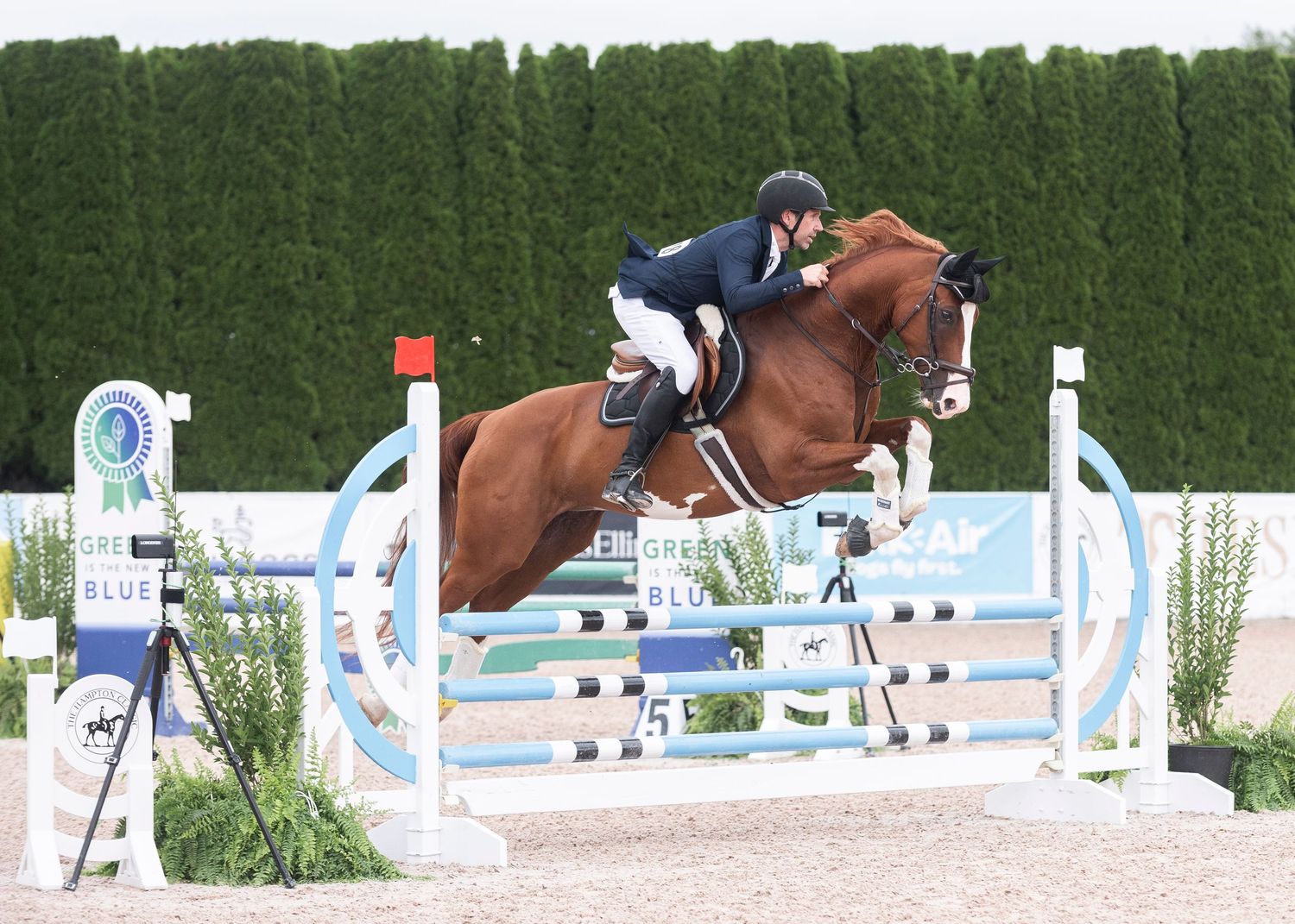 Jumper rider competing at The Hampton Classic Horse Show in Bridgehampton, NY