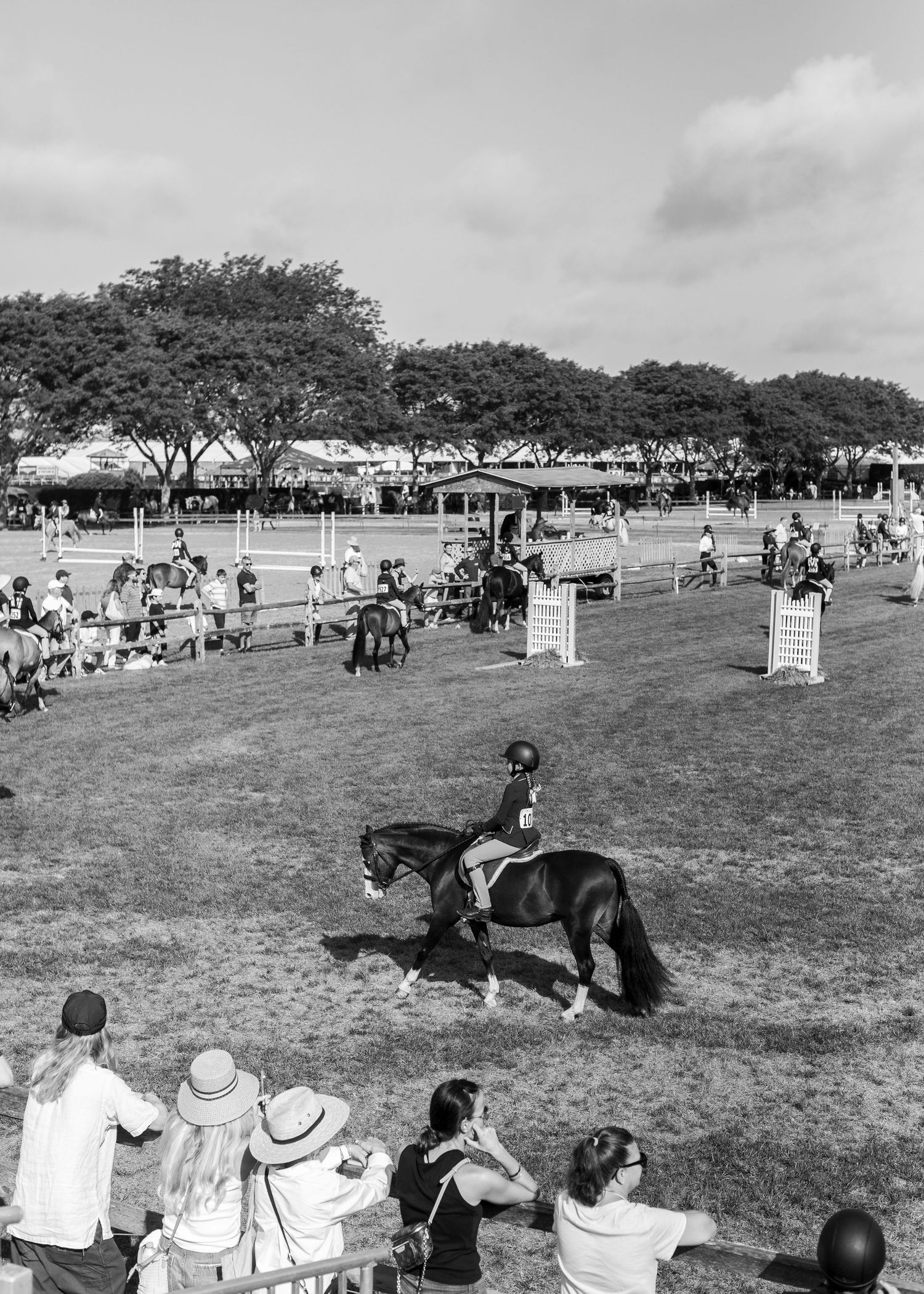 Hunter rider competing at The Hampton Classic Horse Show in Bridgehampton, NY