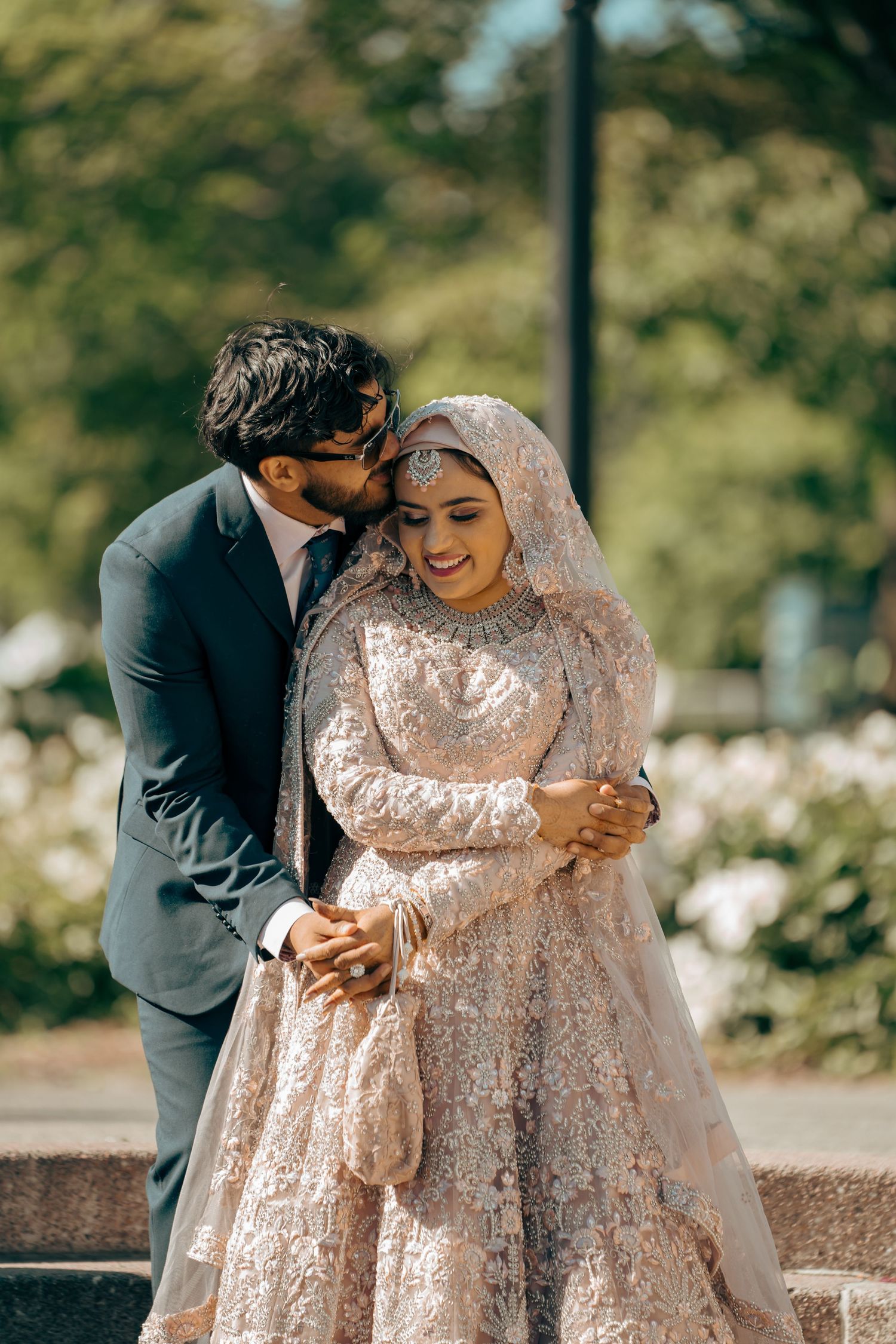 Stylish couple posing at Rideau Canal Ottawa, capturing the romance and charm of a luxury destination reception shoot.