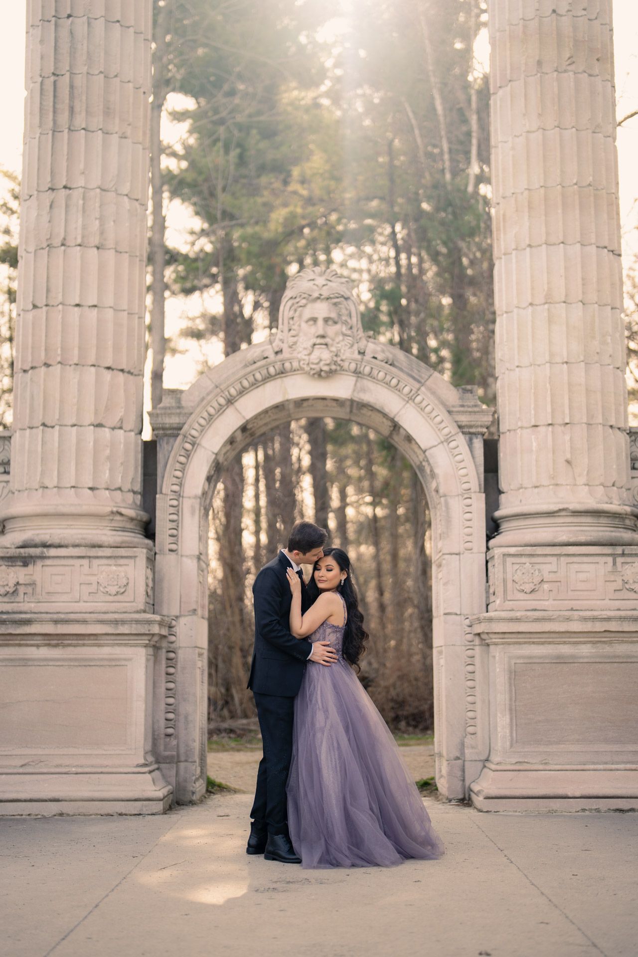 Soft pastel outfits and historic charm create the perfect engagement shoot aesthetic at Guild Inn Estate in Toronto.