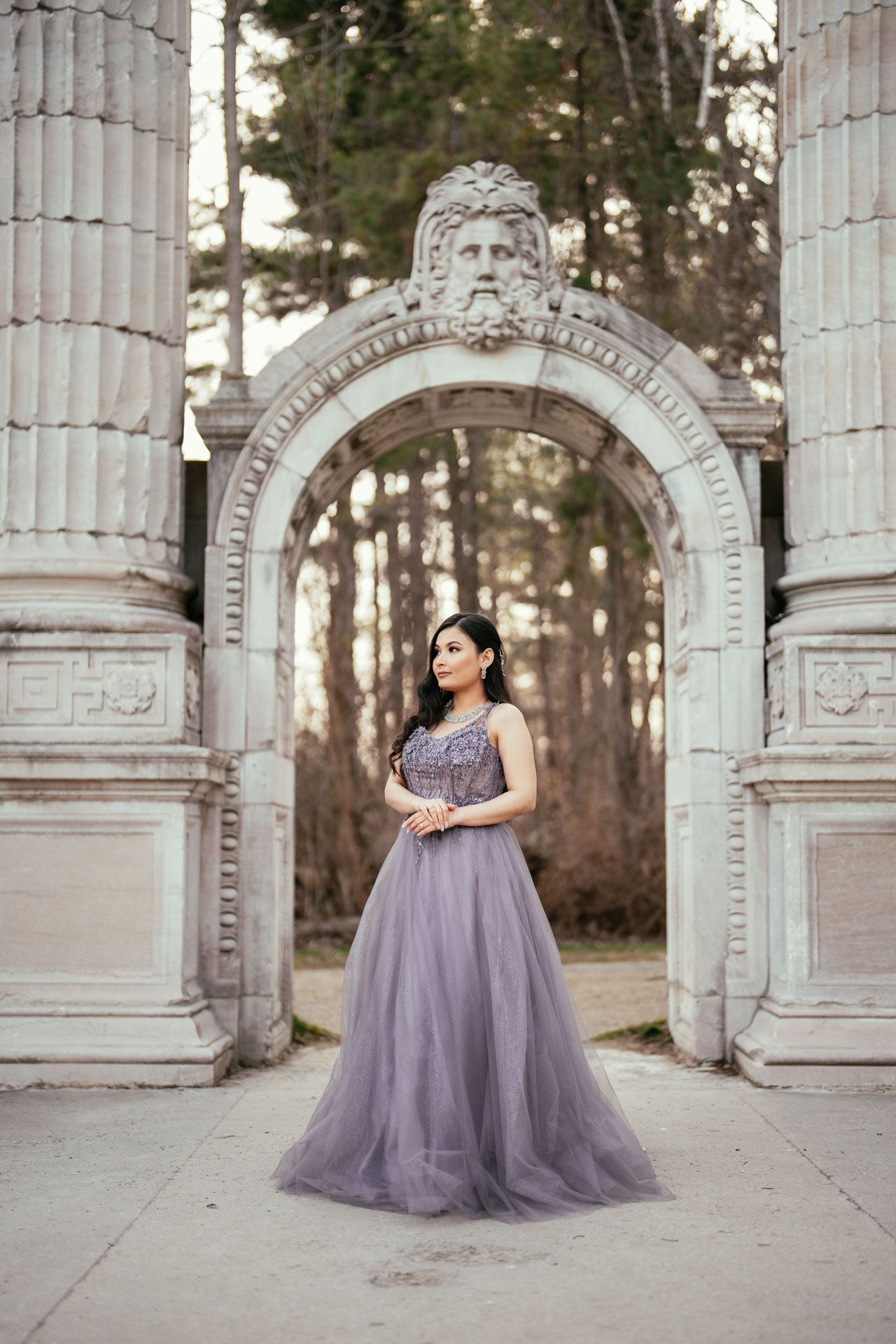 Guild Inn Estate engagement shoot featuring candid laughs and stolen glances surrounded by historic Toronto architecture.