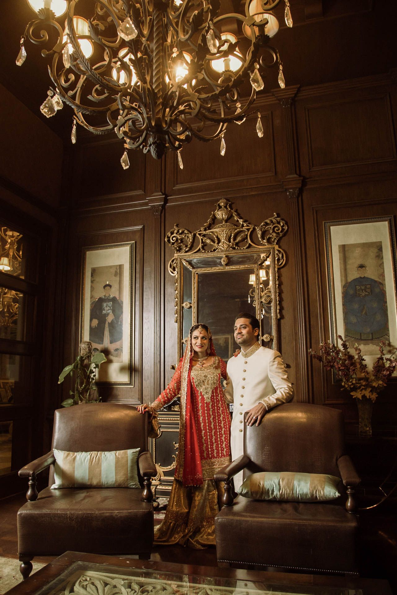 Stylish couple posing at Mohatta Palace Karachi, capturing the romance and charm of a luxury destination wedding shoot.