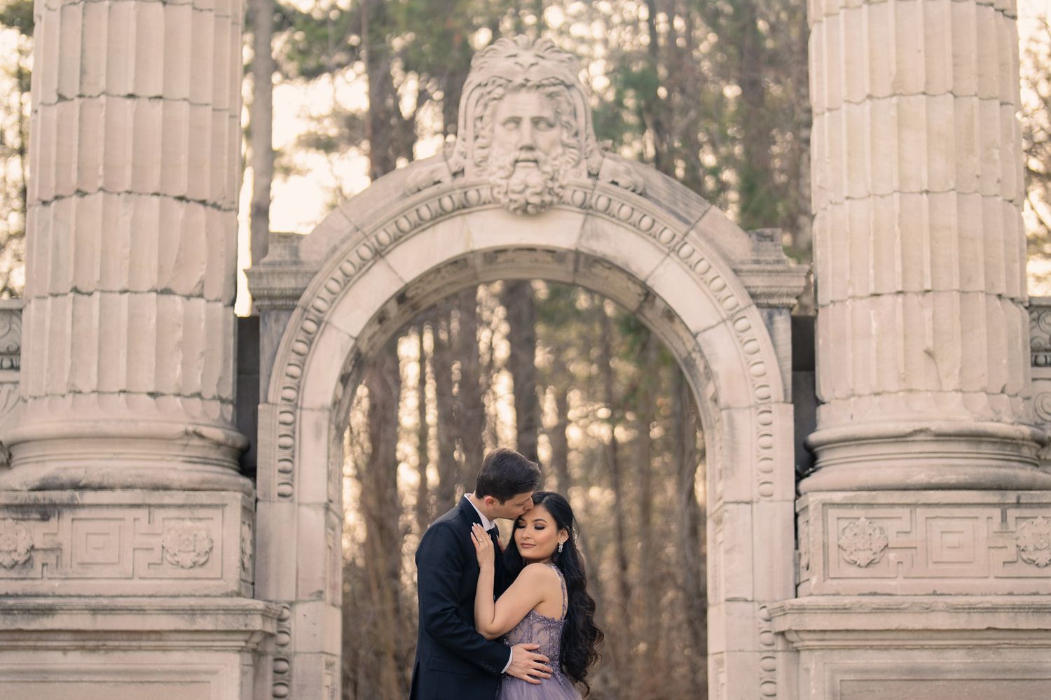 Love in full bloom at Guild Inn Estate—this engagement photo captures tender emotions against elegant garden scenery.