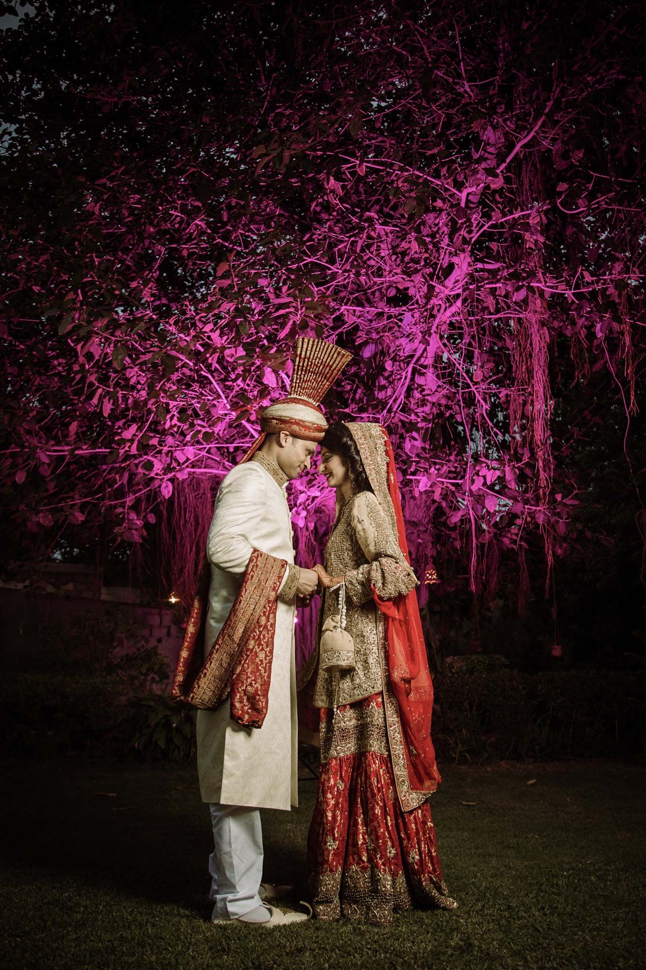 Stylish couple posing at Mohatta Palace Karachi, capturing the romance and charm of a luxury destination wedding shoot.
