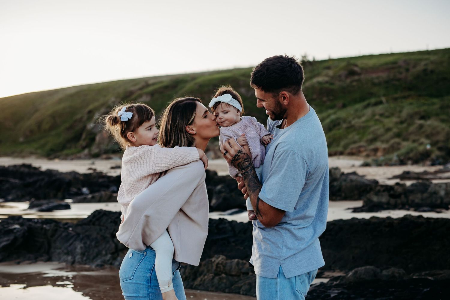 Family portrait at the beach in Adelaide, South Australia.  Family lifestyle photographer